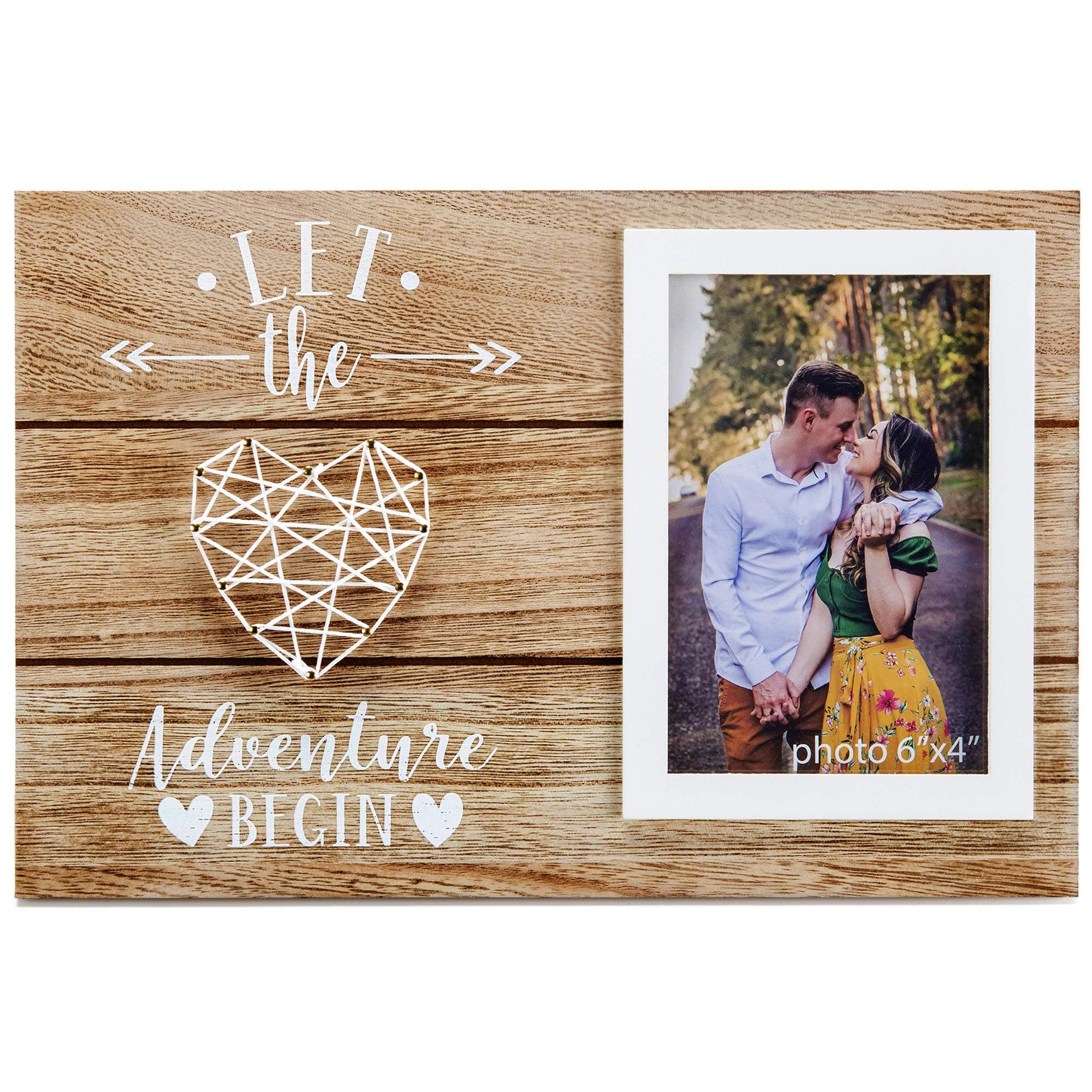 Hendson Engagement Wedding Gifts for Engaged Couples - Boyfriend, Girlfriend, Husband, Wife, or Fiance Romantic Love Picture Frame Gift - Let The Adventure Begin - 4x6 Inches Photo Frame