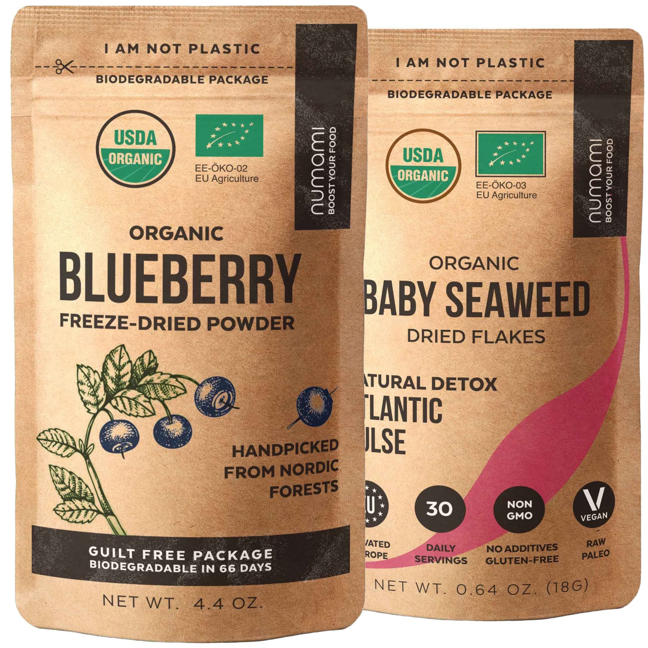 Atlantic Dulse and Wild Blueberry Powder for Your Perfect Detox Smoothie, Premium Quality and Organic Certified
