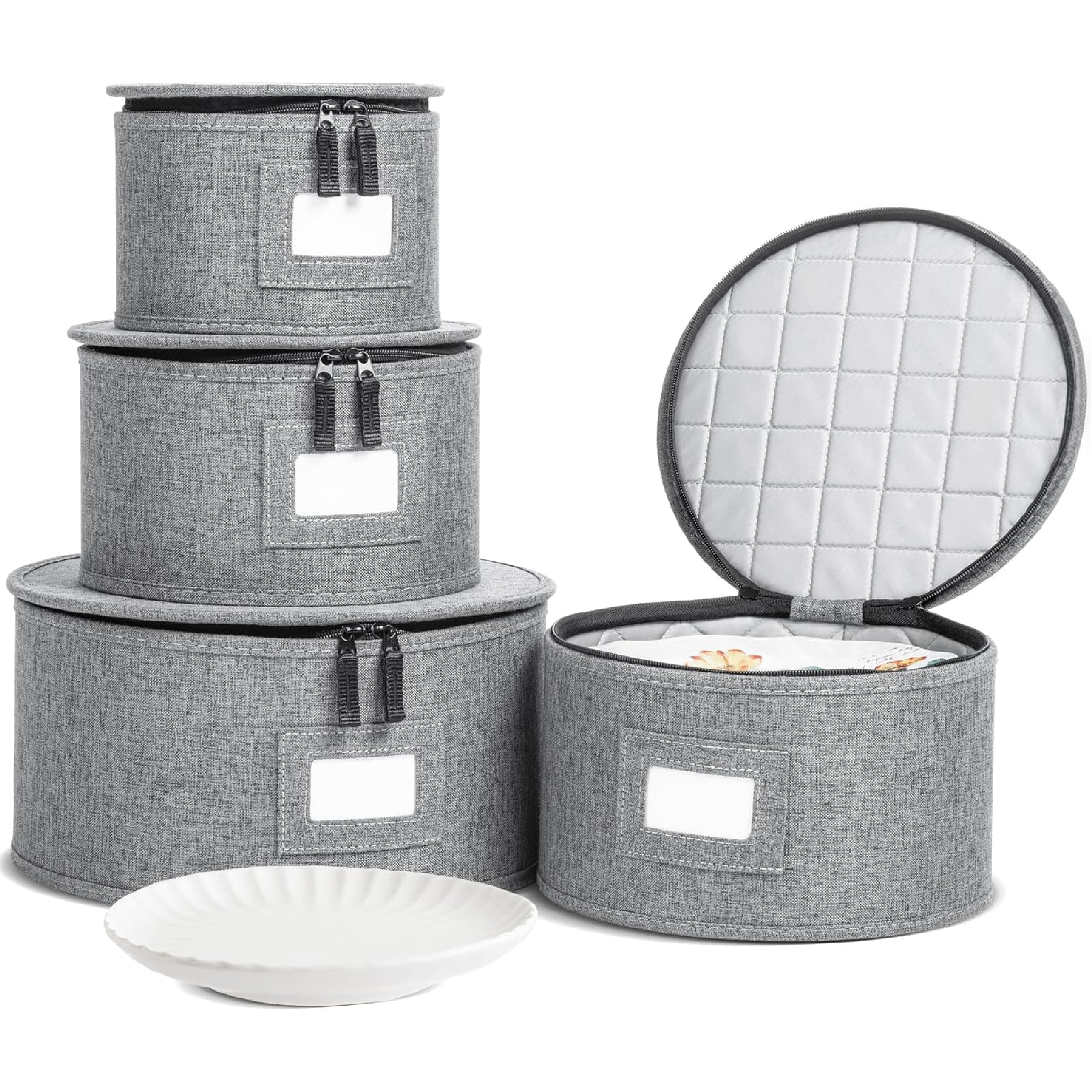 storageLAB China Storage Containers, Containers for Organizing, Hard Shell Case, Felt Plate Dividers, Moving Supplies, Storage Box, Wine, Dishes, Glasses Storage, Charger Plates Storage Containers