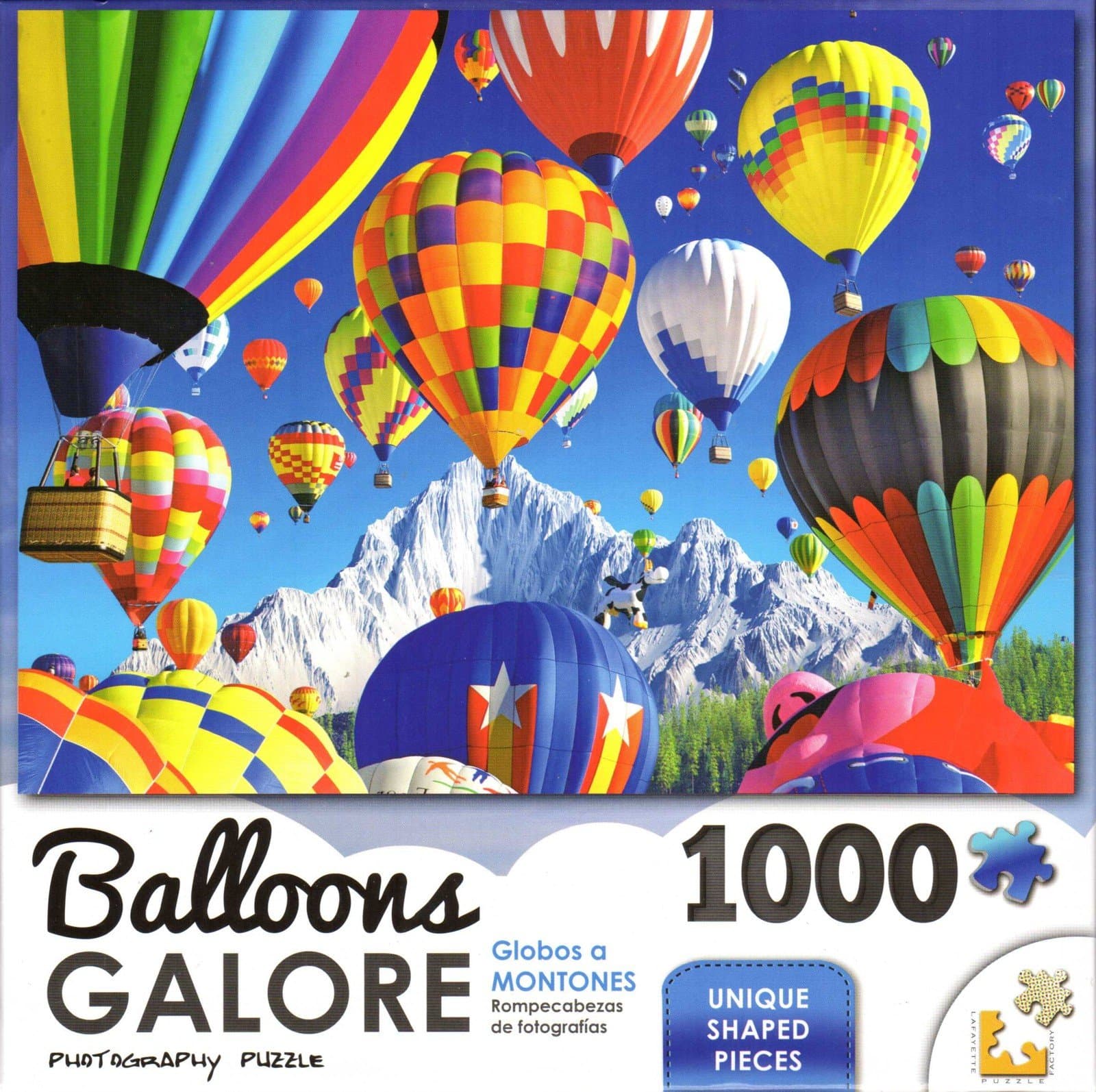 Balloons over a Mountain, A 1000 Piece Jigsaw Puzzle by Lafayette Puzzle Factory