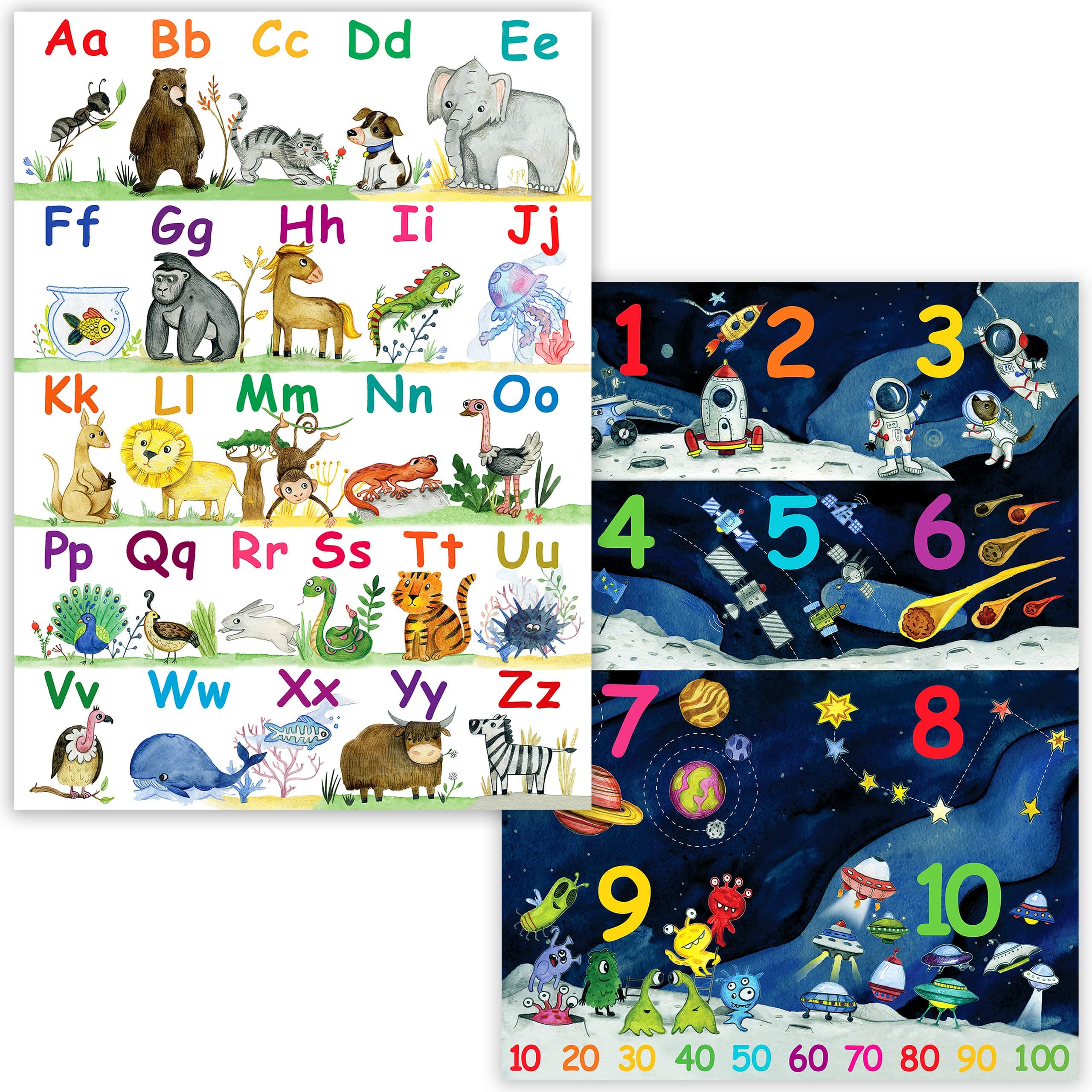 Alphabet Poster & Number Chart - 16x22 | Kids Educational Posters: ABC Poster & 123 Poster | Laminated Preschool Posters for Toddler Learning | Classroom Posters for Daycare, Homeschool & Kindergarten