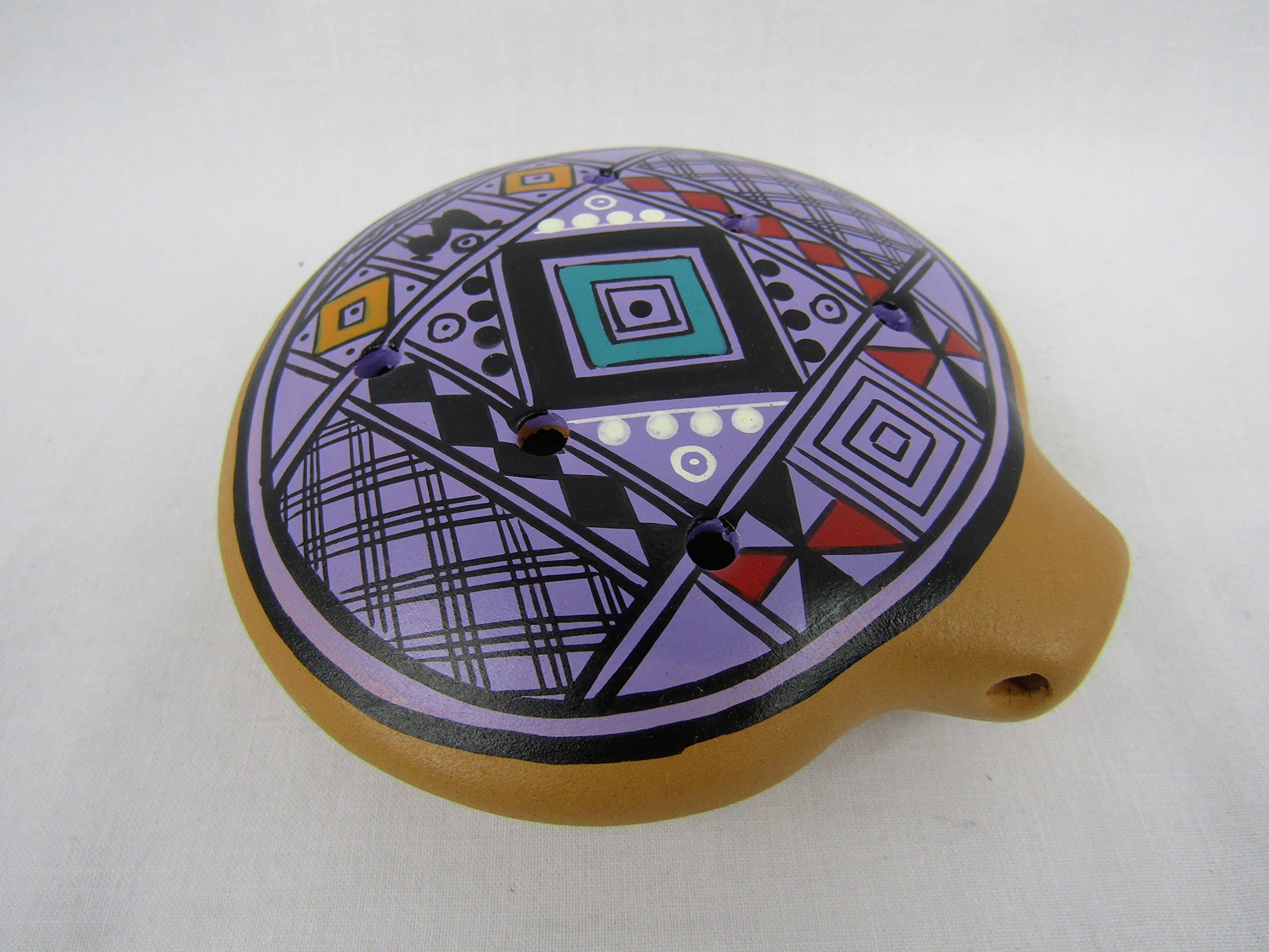 Fair Trade Hand Made Clay Inca Ocarina Flute Whistle From Peru Purple