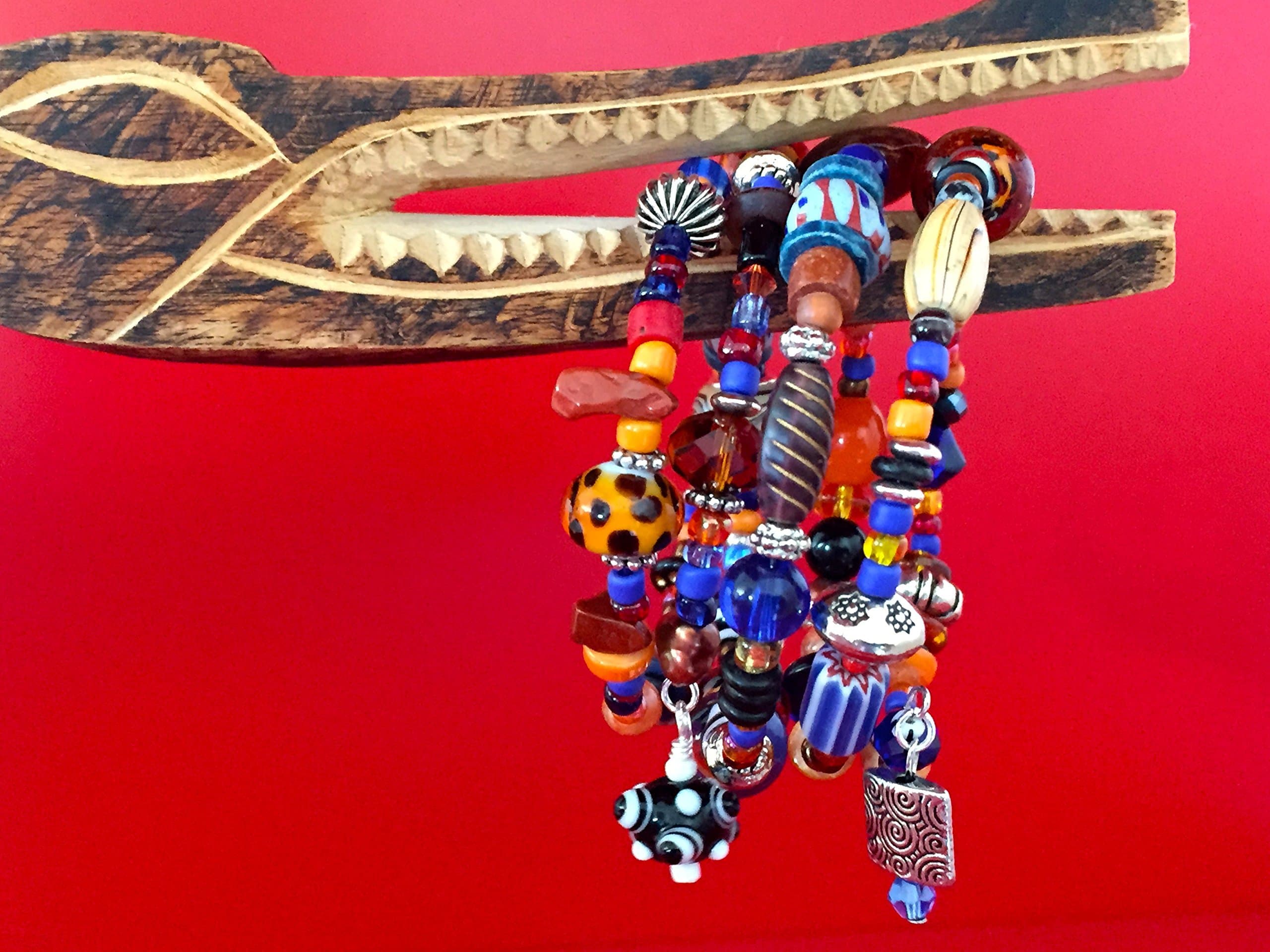 African Trade Bead bracelet, Multi-Layered African Jewelry, African style Bracelet, Memory Wire Bracelet, Africa Inspired Bracelet