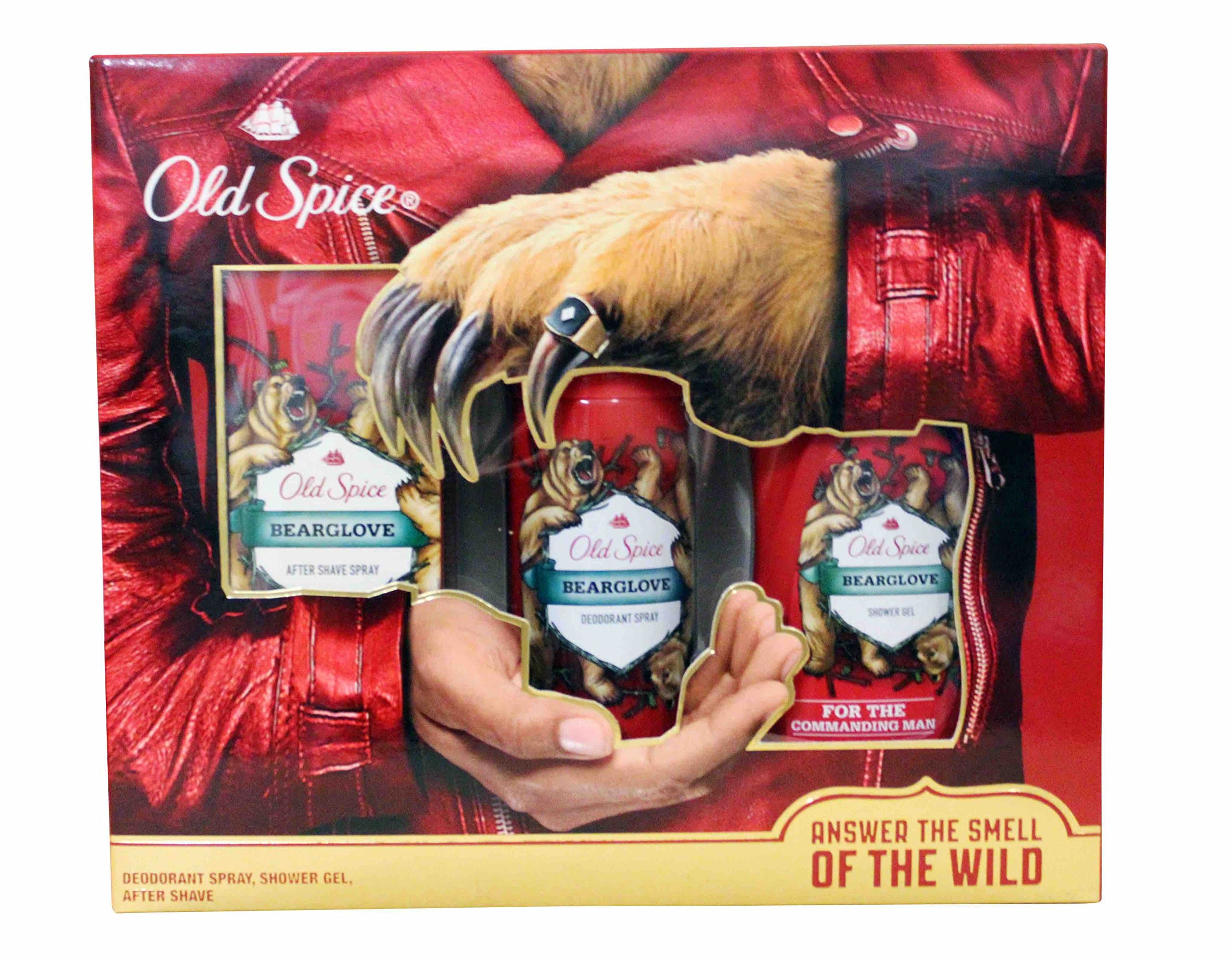 Old Spice Bearglove Men's Gift Set: After Shave 100ml + Shower Gel 250ml + Deo Spray 125ml