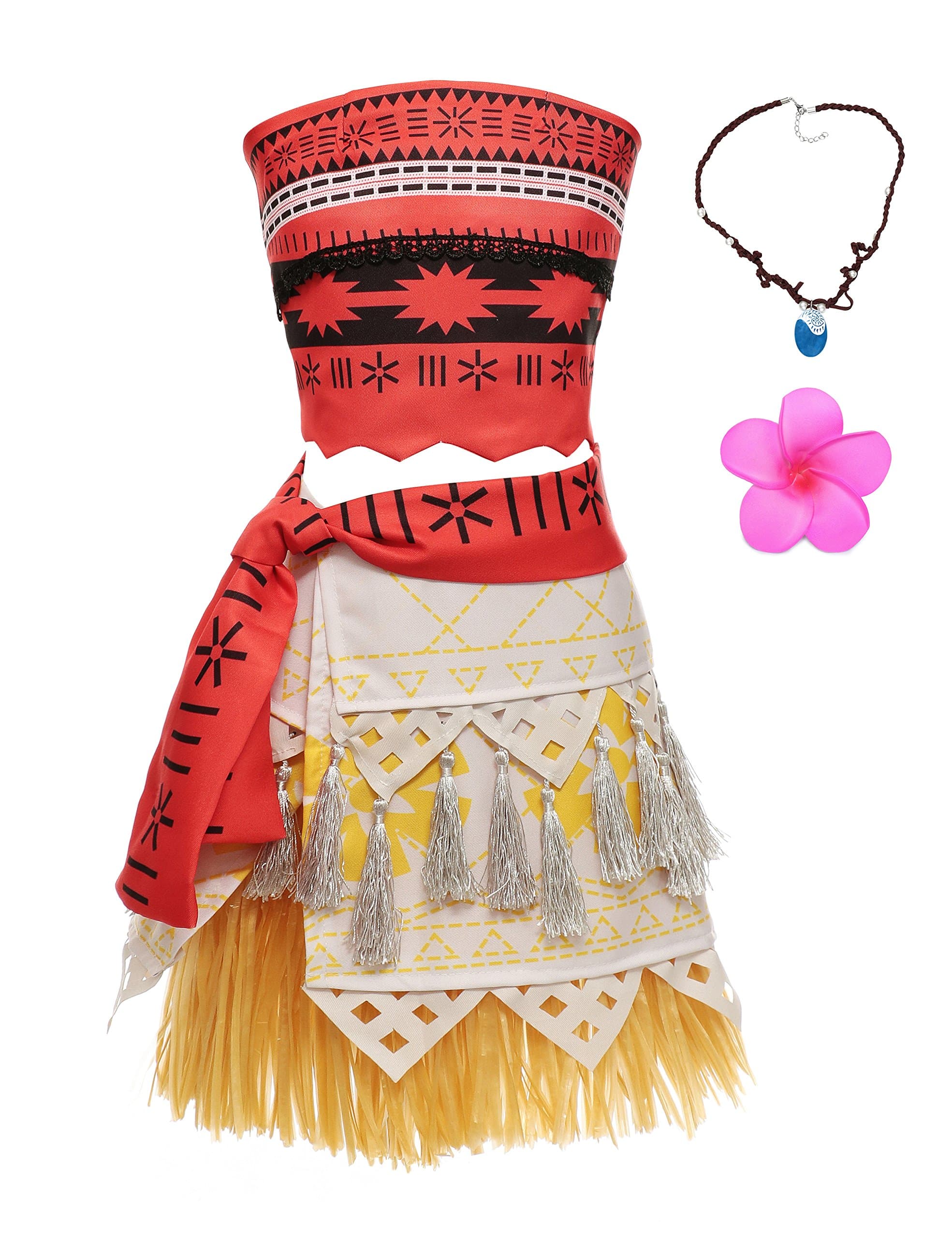 MUABABY Moana Adventure Princess Costume Dress Necklace for Adult Kids