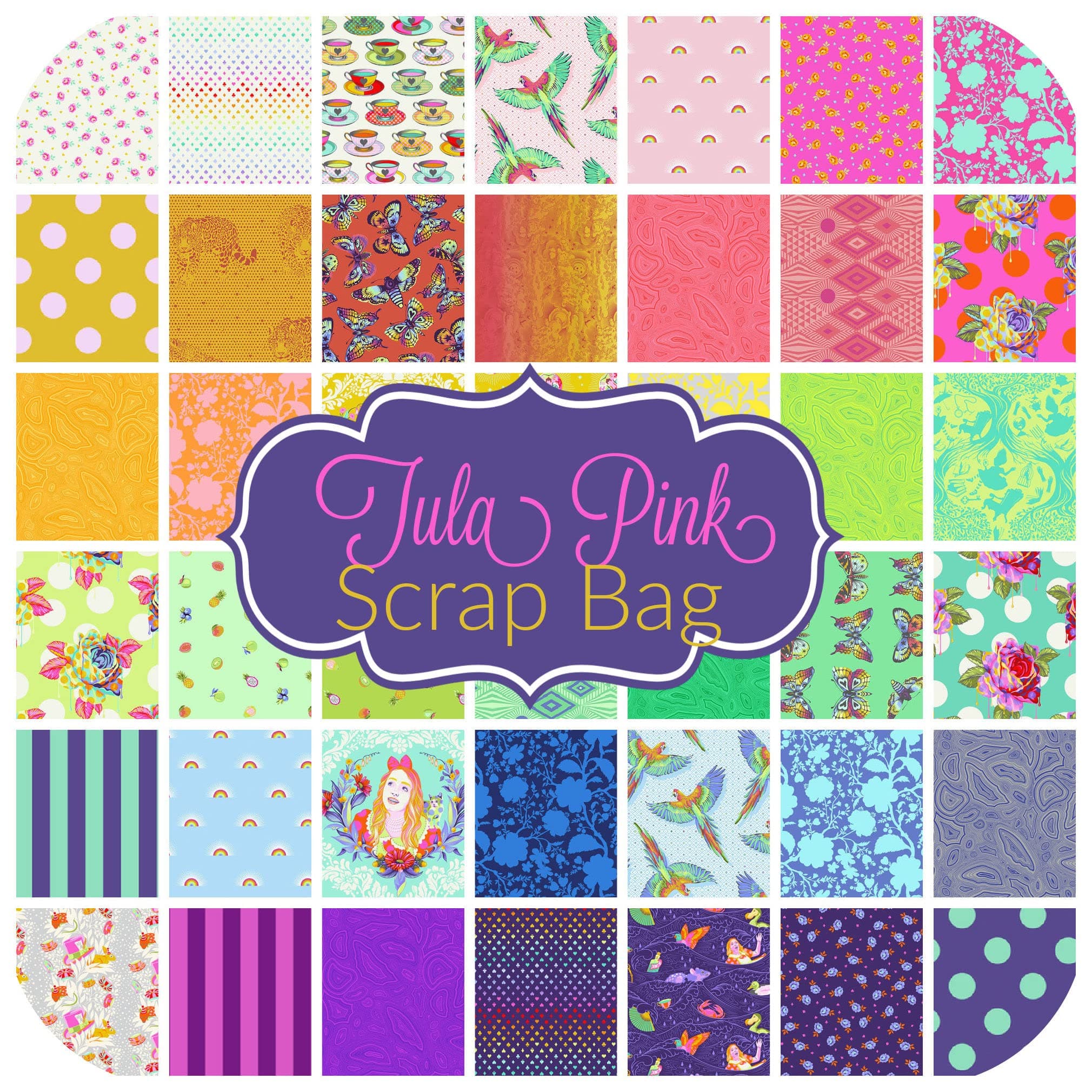 Tula Pink Scrap Bag (Approx 2 Yards) Quilt Fabric by Tula Pink for Free Spirit