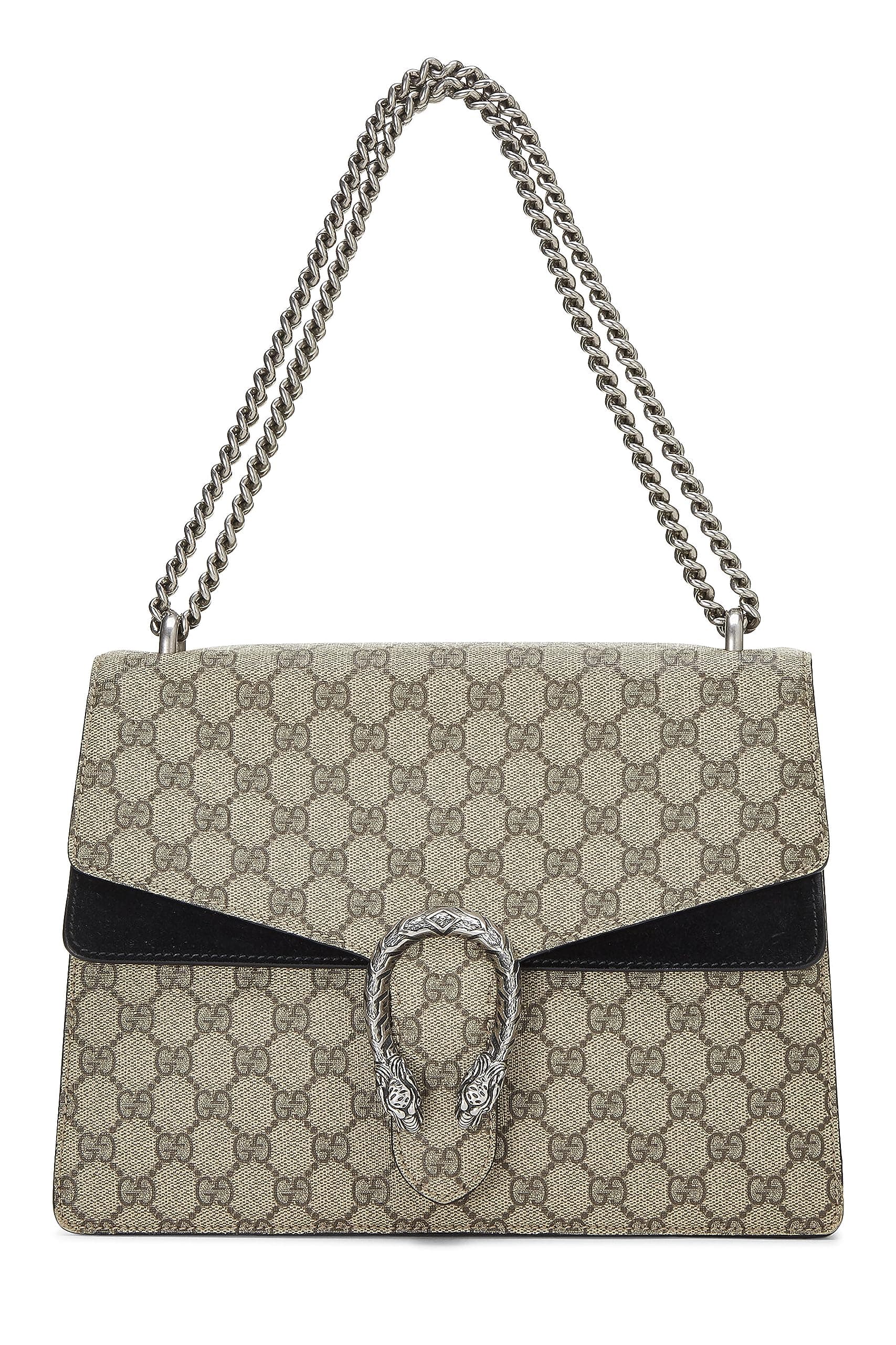 GucciPre-Loved Black GG Supreme Canvas Embellished Dionysus Bag Medium, Black