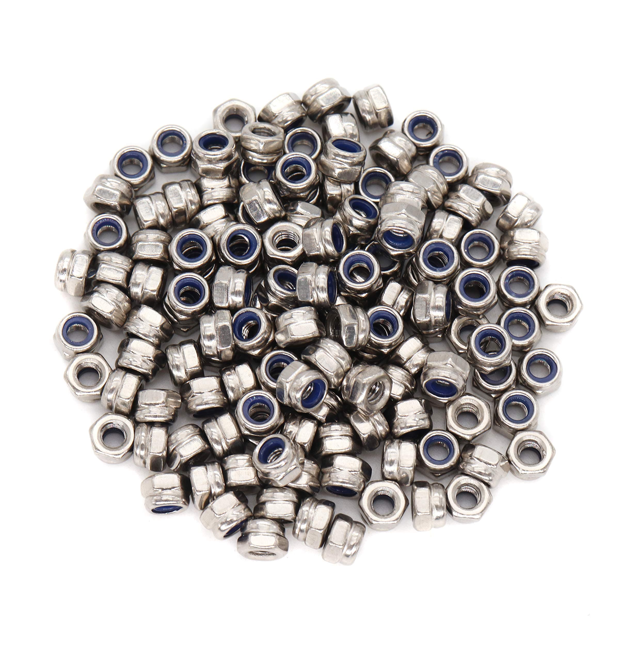 cSeao 100pcs M3 x 0.5mm Nylon Inserted Self Locking Nuts 304 Stainless Steel, Plain Finish A2-70