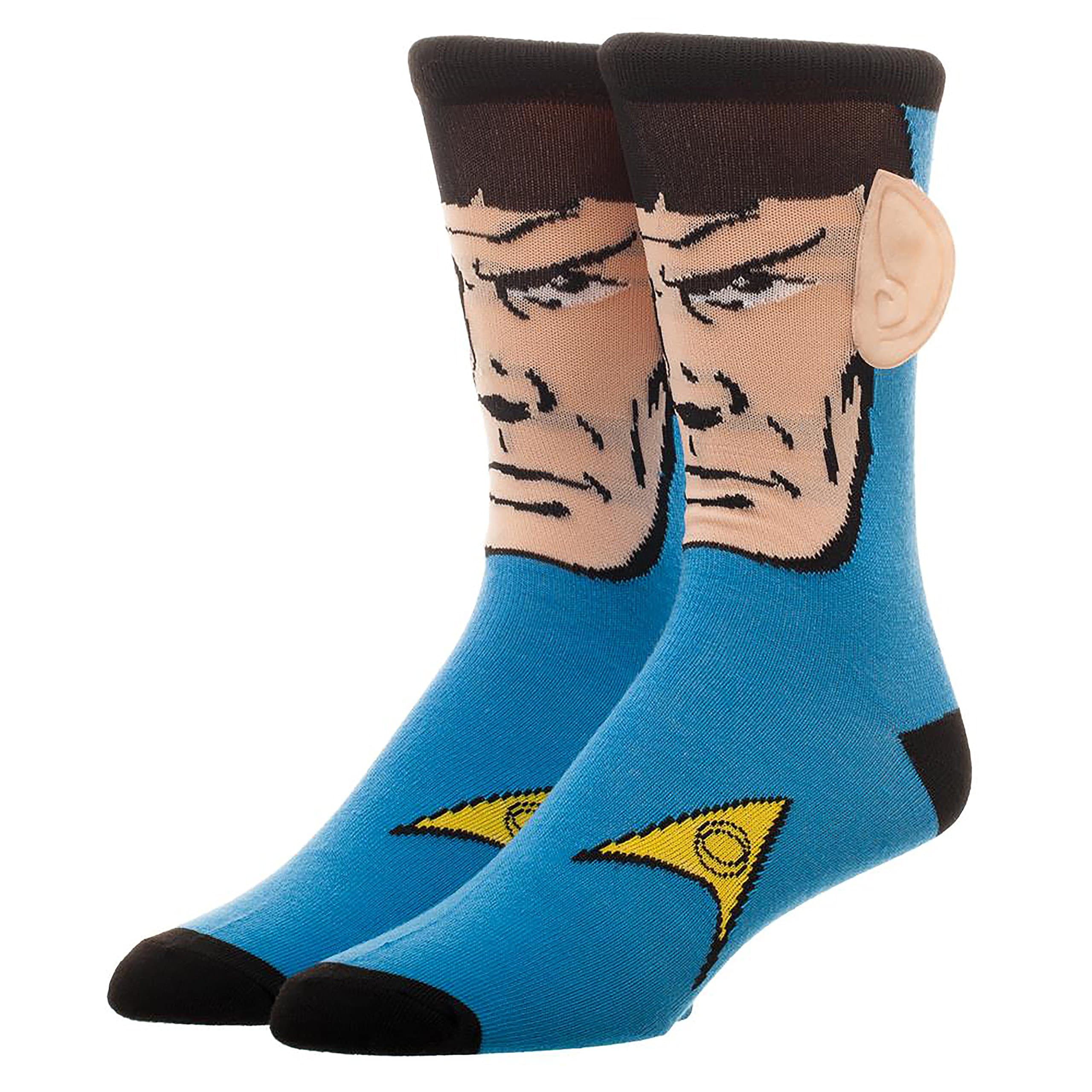Spock with Ears Crew Socks, Blue, Sock Size 10-13, Shoe Size 6-12