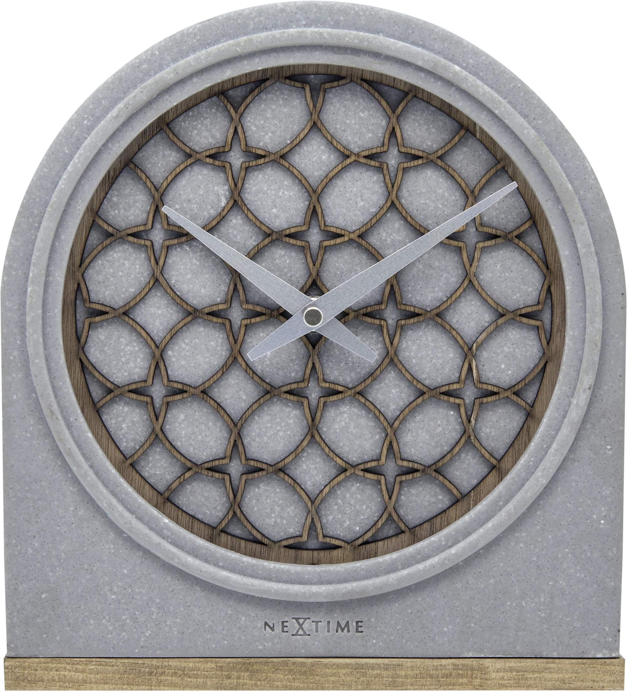 NeXtime table clock "CONCRETE LOVE TABLE", very silent, stone / wood, 21,5 x 24,5 cm