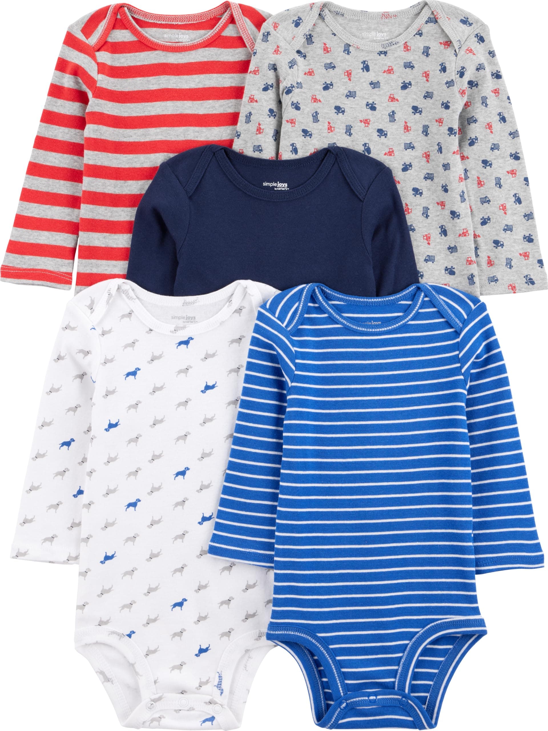 Simple Joys by Carter's Baby-Boys Long-Sleeve Bodysuit Pack of 5Bodysuit