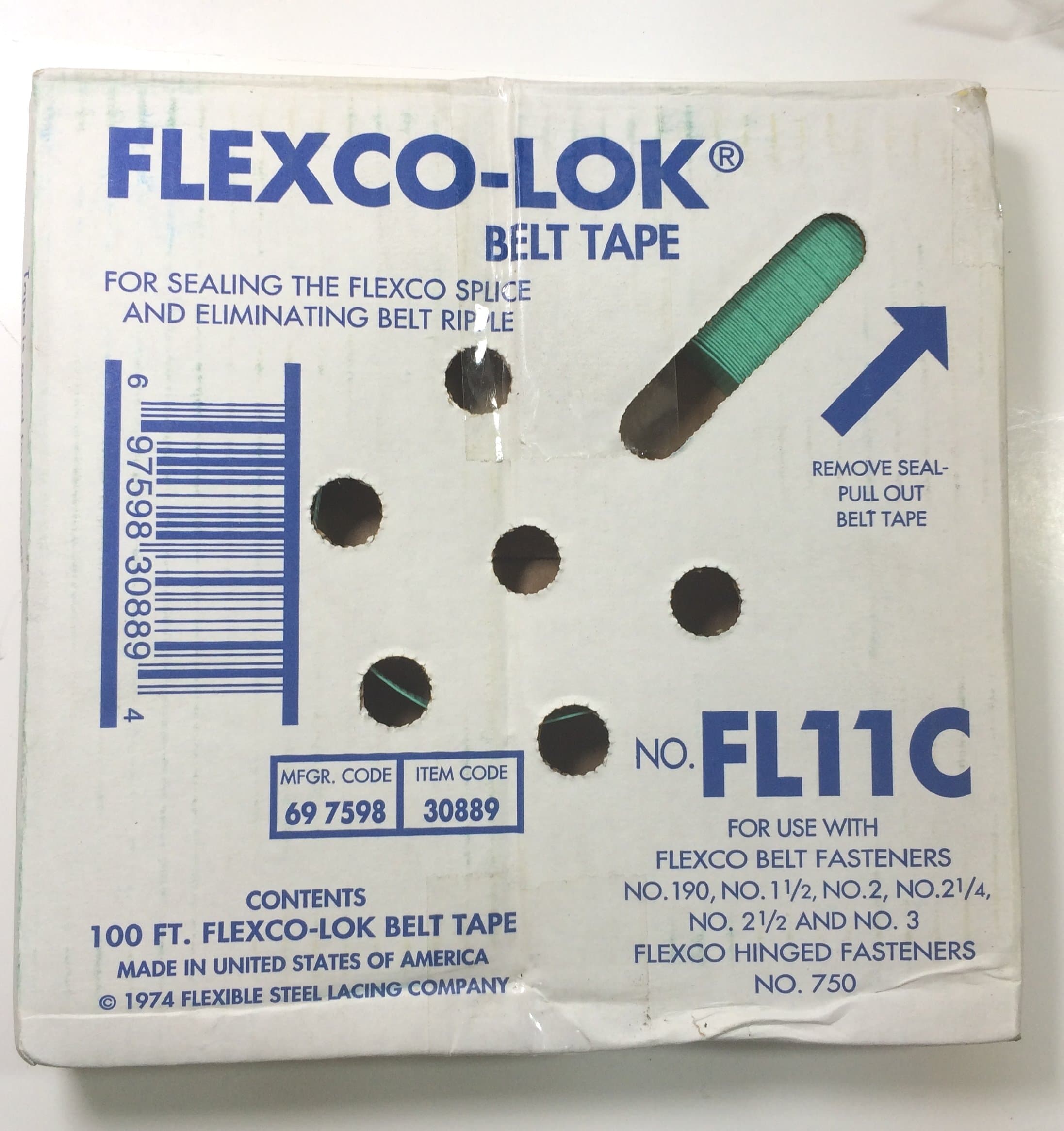 1 Box of FLEXCO - 30889 - FL11C FLEXCO-LOK Tape - Factory New!
