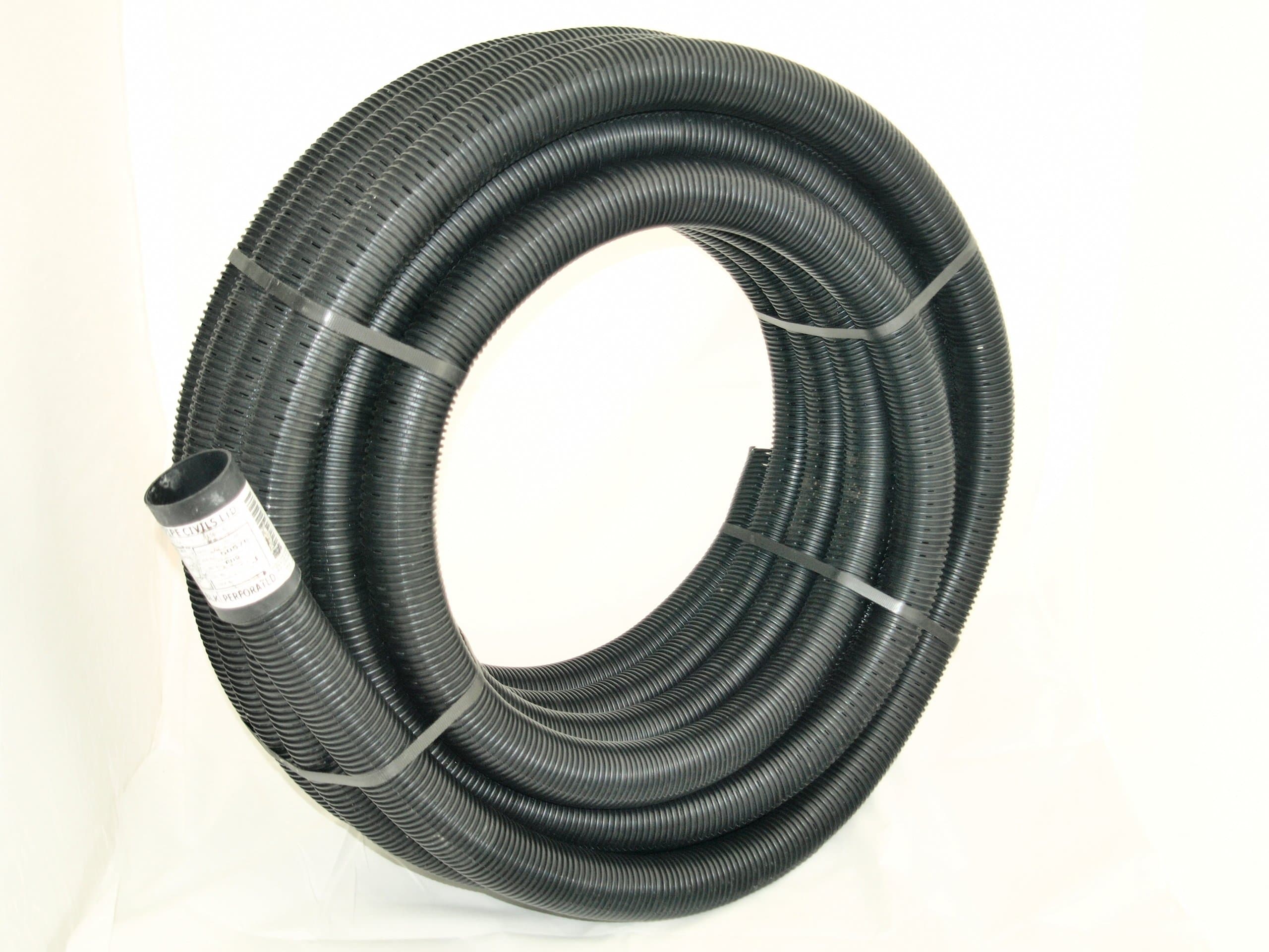 Various Perforated Land Drainage Piping Coil Pipe (25M x 80mm) for field or garden underground water run-off, drying out and dispersal