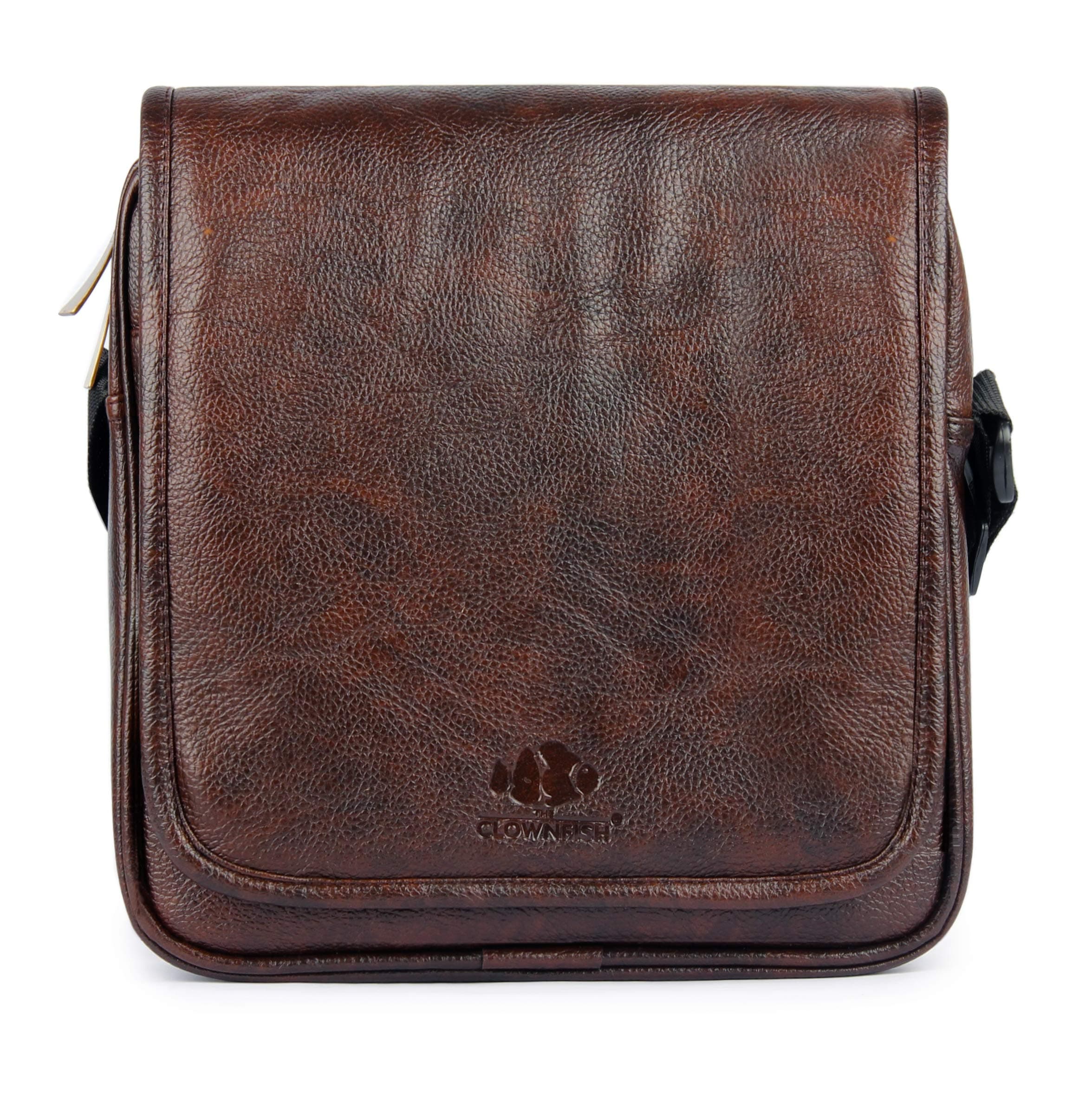 THE CLOWNFISH Unisex Synthetic 25 cms Dark Brown Messenger Bag Sling Bag