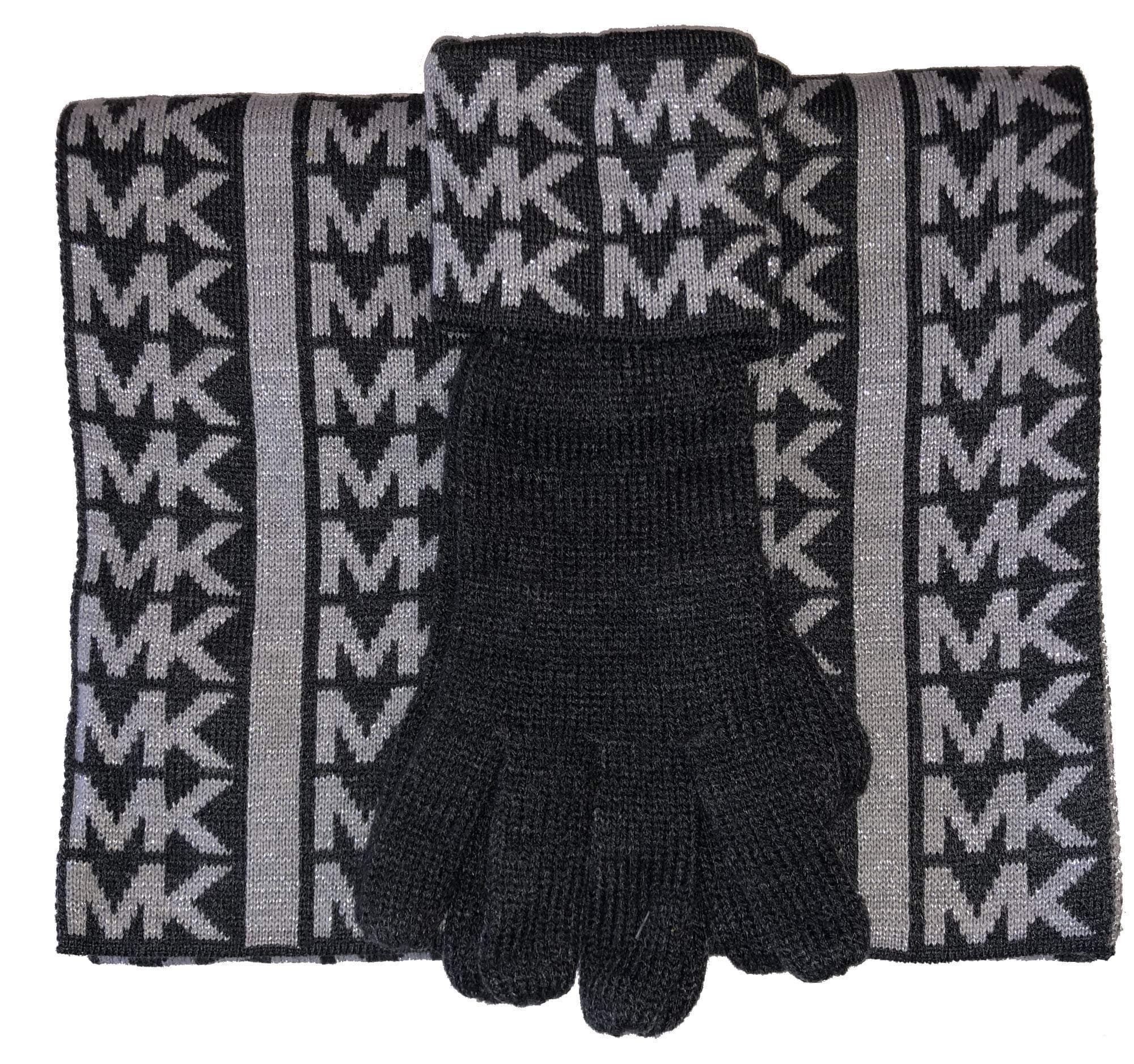 MICHAEL Michael Kors Logo Glitter Knit Scarf & Glove Set One Size