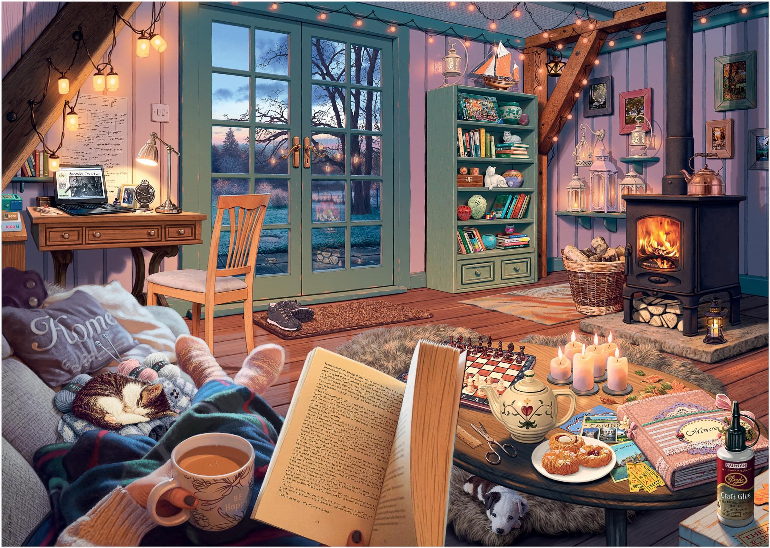 Ravensburger - Cozy Retreat - 500 Piece Large Format Jigsaw Puzzle - Enjoy The Serenity of a Simple Scene, Complete with Tea and a Good Book - Premium Quality - Puzzles for Adults