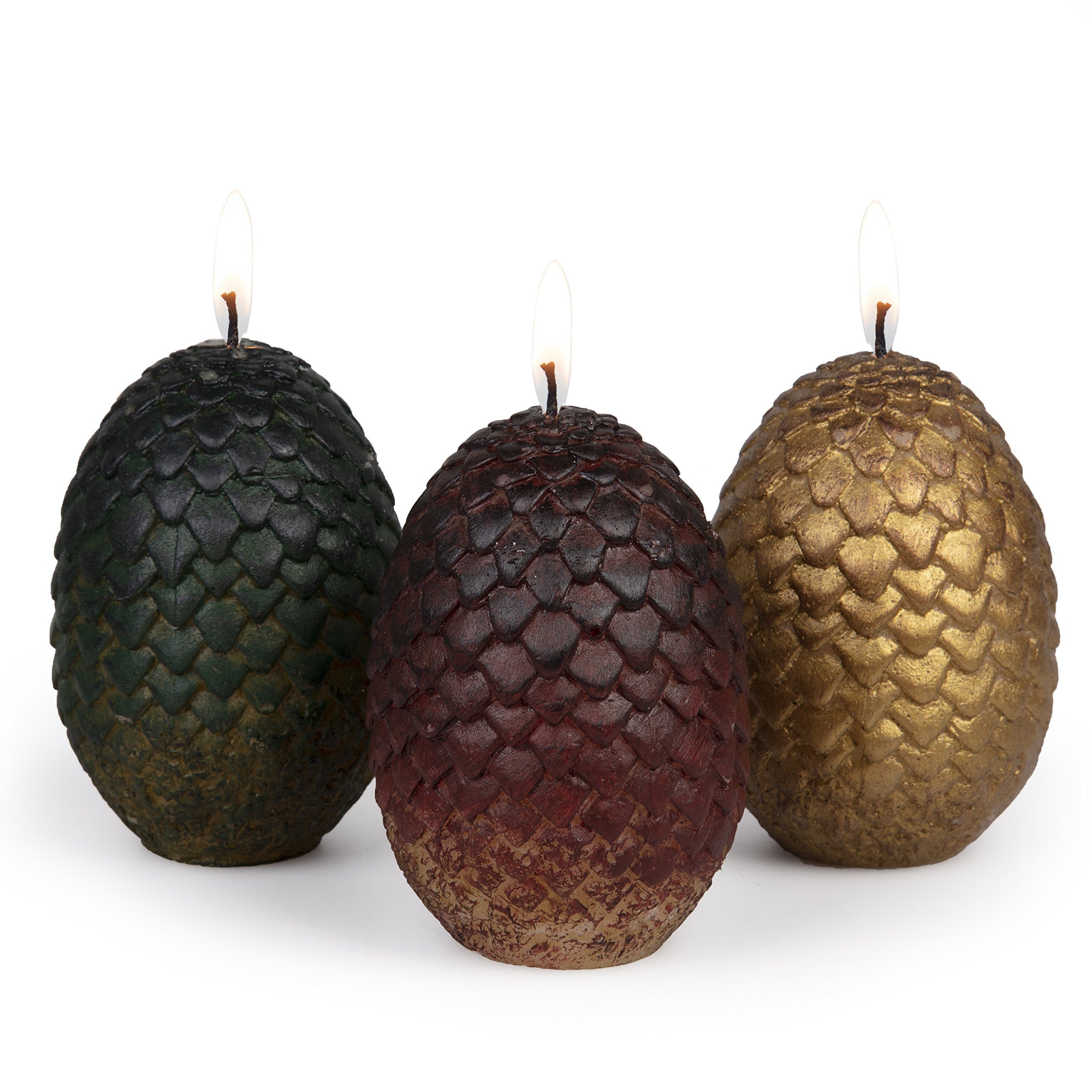 Dragon Egg Replica Candles, Set of 3 - Officially Licensed - Gift for GoT, House of The Dragon, Knight of The Seven Kingdoms, Fantasy Fans, Men, Women - Unscented, 2.5" Each