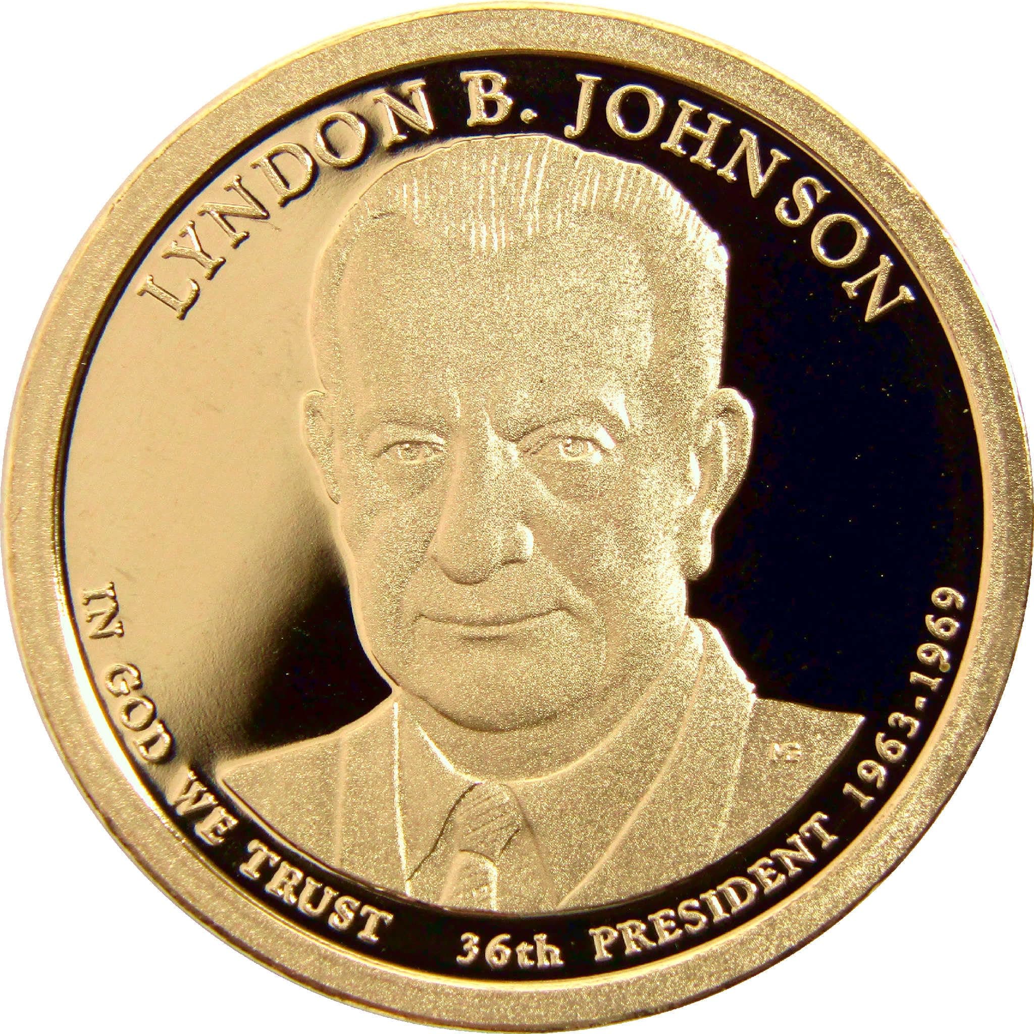 2015 S Lyndon B Johnson Presidential Dollar Choice Proof $1 Coin