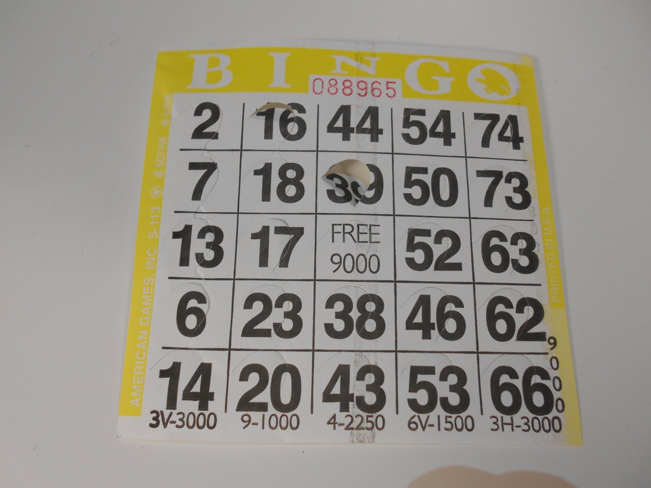 on Pushout Bingo Paper Game Cards - Yellow - 250 cards - 4 Inch Square Size Disposable Cards - No Duplicates - Made in USA