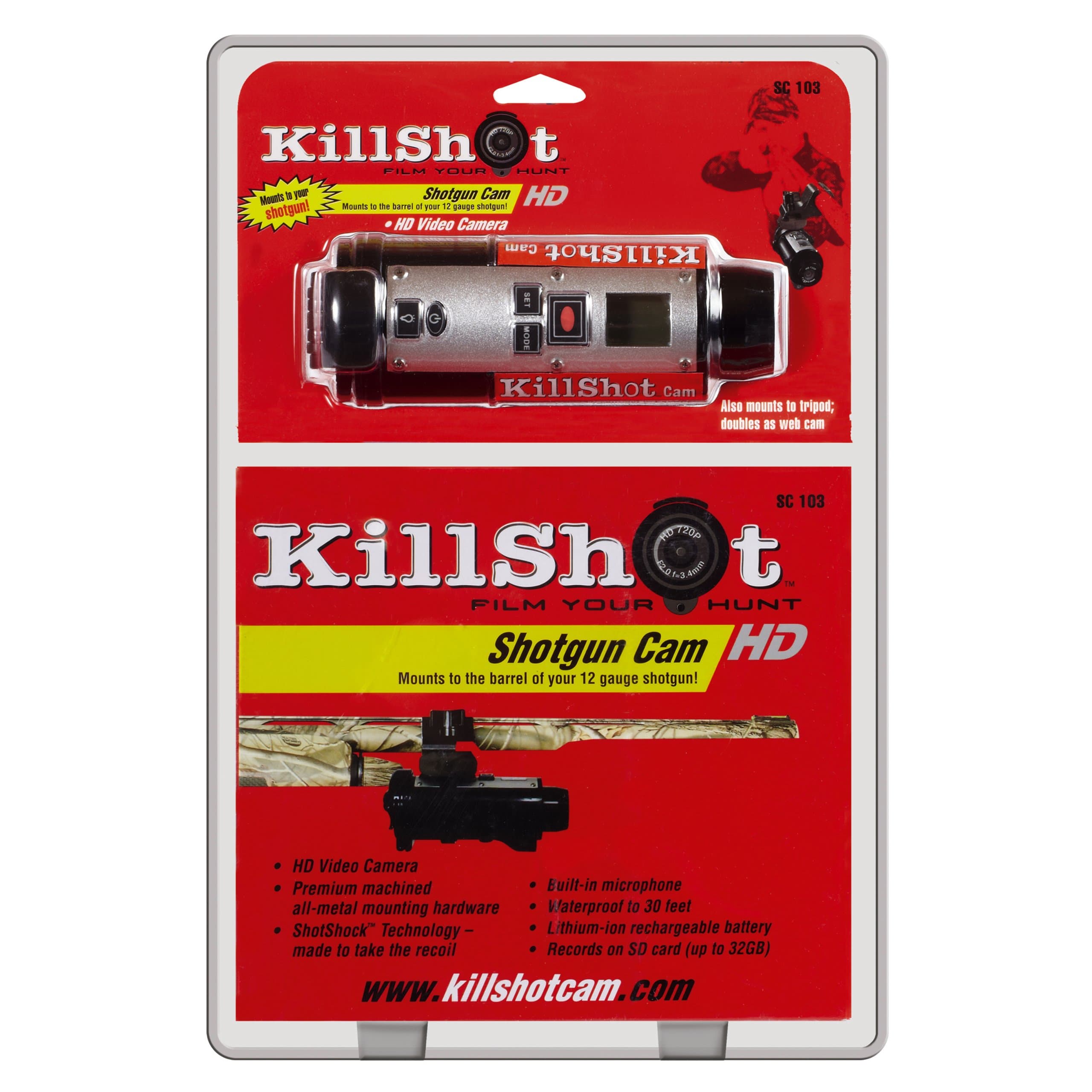 Killshot Camera with 12-Gauge Shotgun Barrel Mount, Black