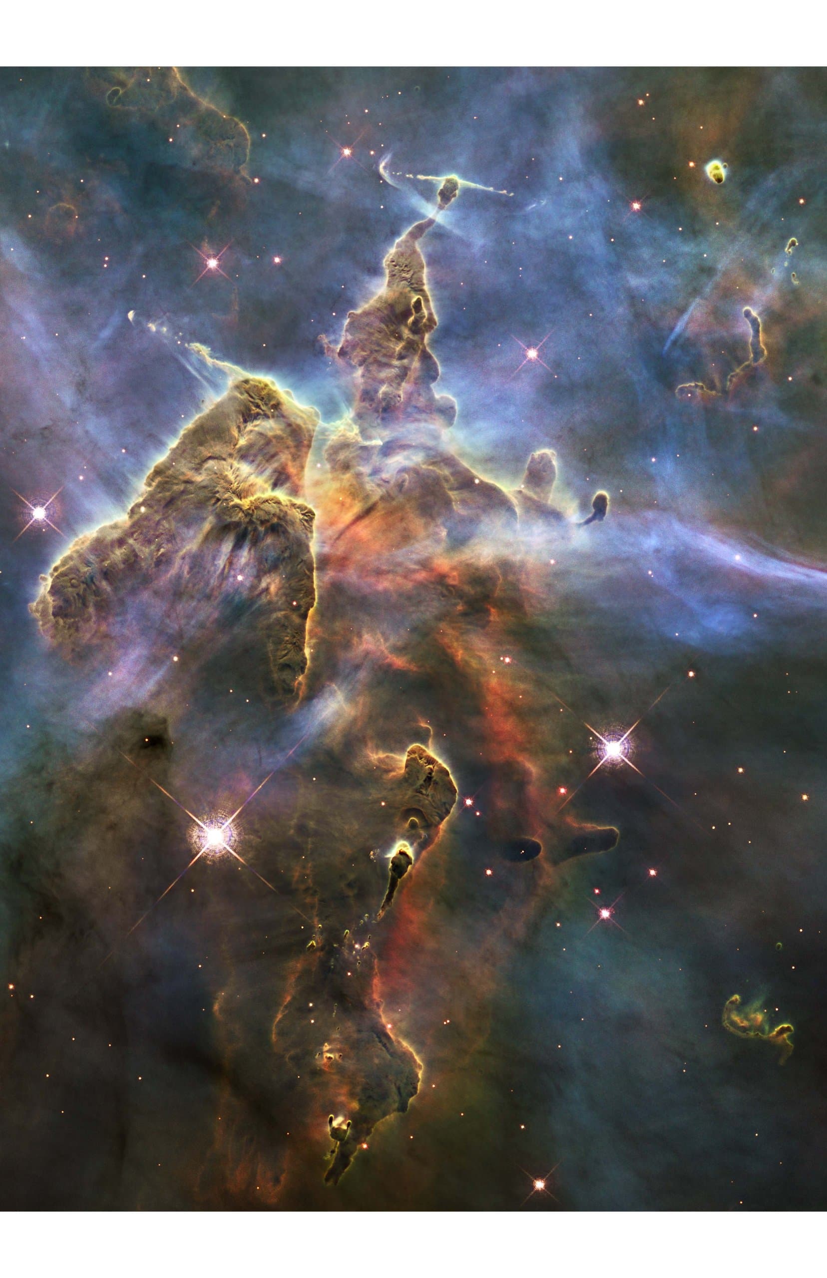 NASA Space Posters (Set of 4) 11x17 in (28x34 cm) ready-for-framing Professional Astronomy Photographs from Hubble Space Telescope. Includes: Pillar & Jets, Omega - Swan Nebula, Orion Nebula, Carina Nebula. As seen on Fox TV show Cosmos series