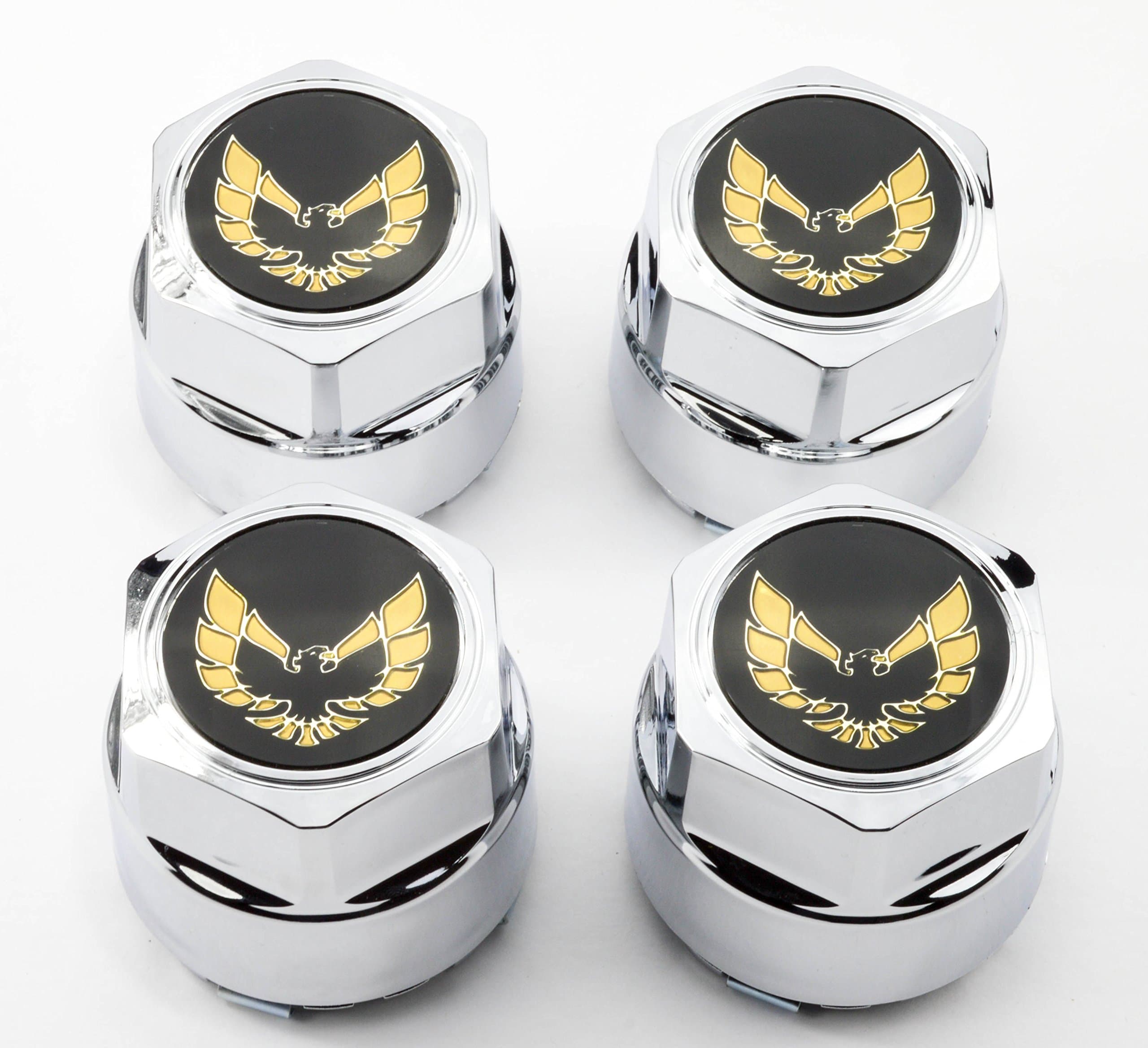 Set of 4 New 77-81 Pontiac Firebird Trans Am TA Snowflake Turbo Wheel Chrome Center Caps Gold Bird