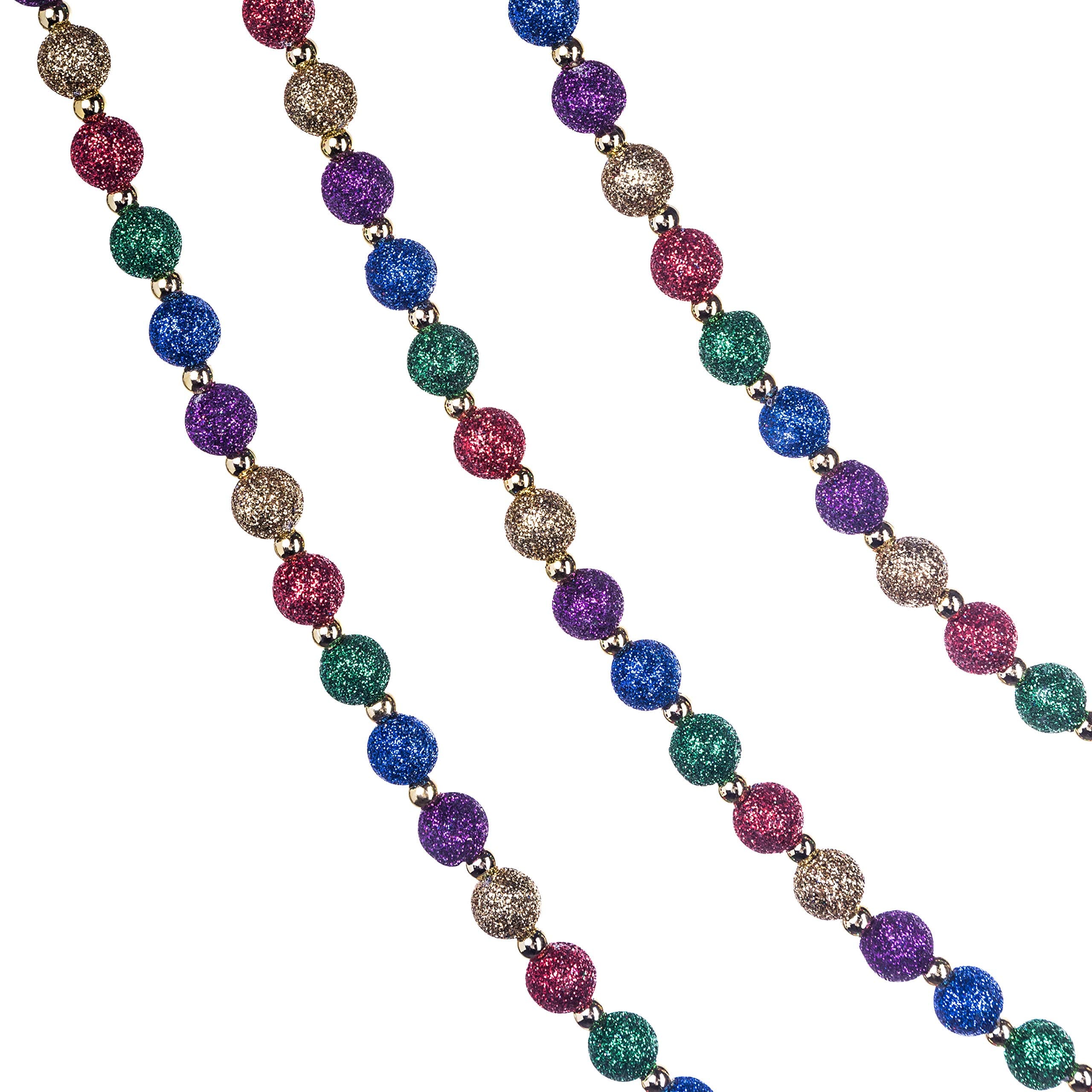 Klikel Red Green and Gold Multi-Color Beaded Garland for Christmas Tree with Glitter - 15 Feet