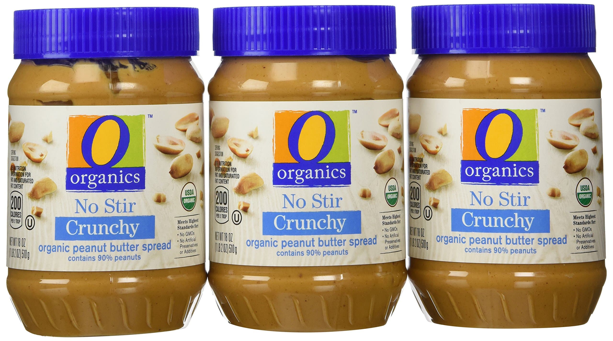 O Organics No Stir Crunchy Peanut Butter, 18 Ounce Jars (Pack of 6)