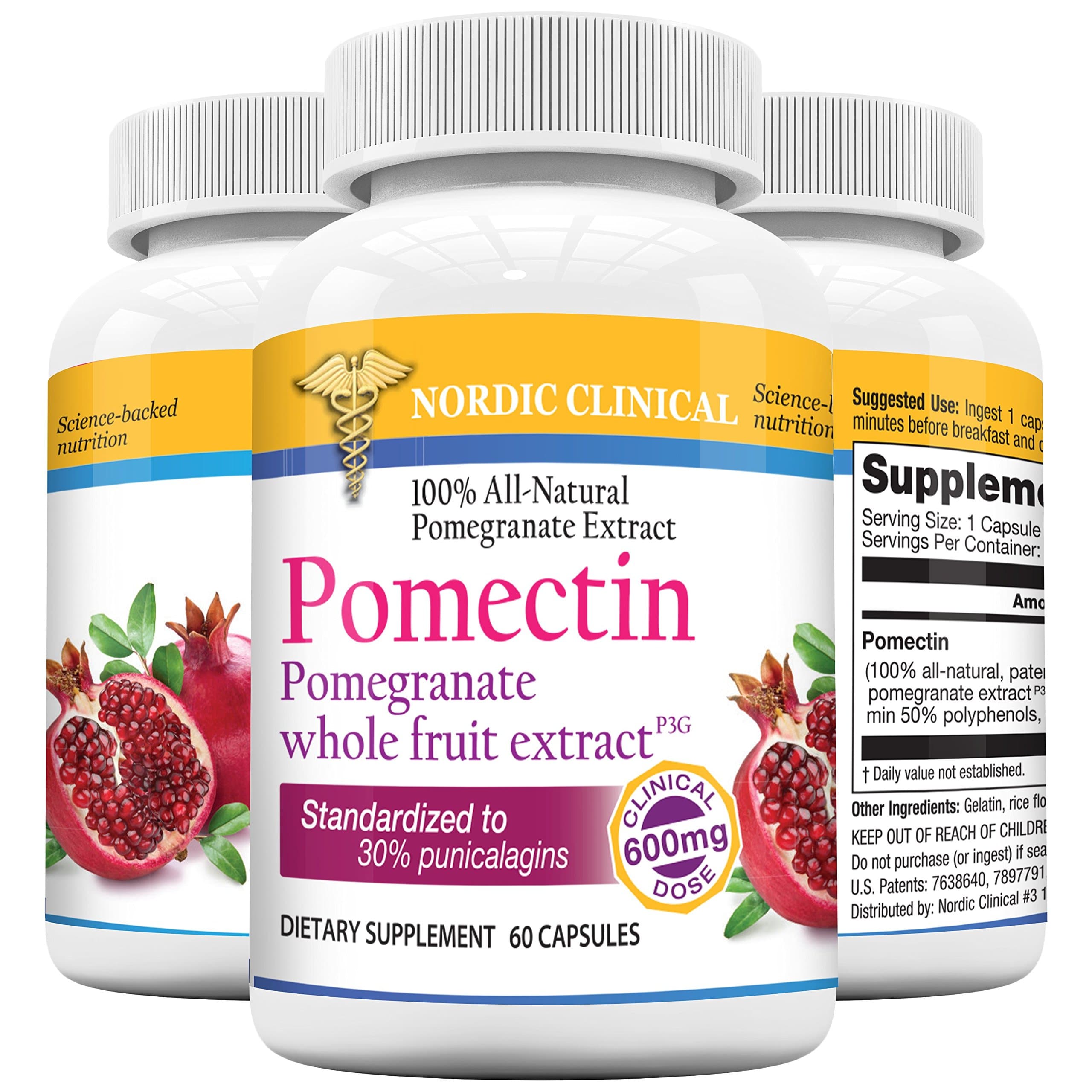 Nordic Clinical's Pomectin - Pomegranate whole fruit extract 600mg dose - Powerful antioxidant - 60 Softgels