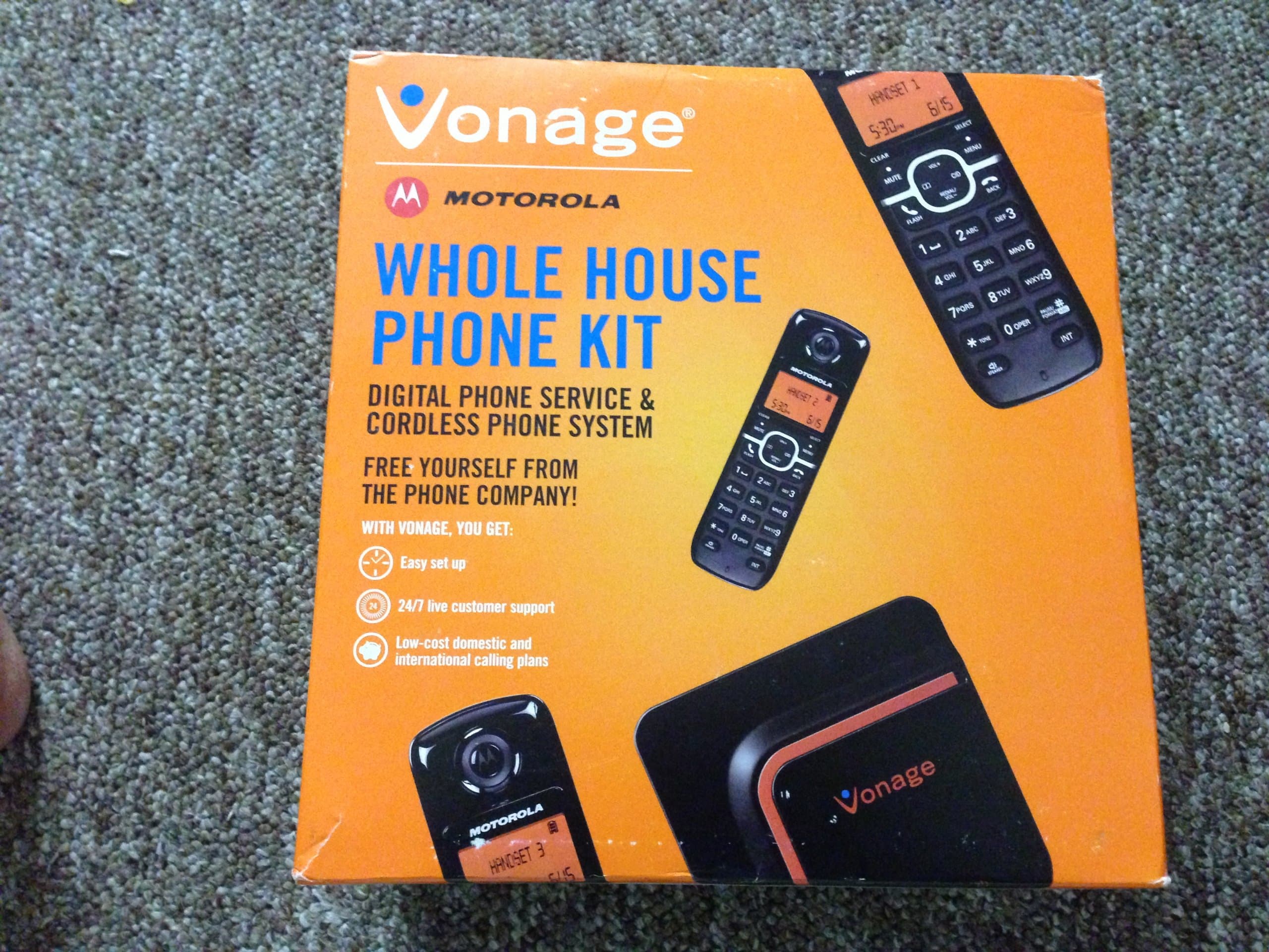 Vonage Phone Solution Adapter + Cordless Phone System, New for 2011 Vonage Digital Phone System Adapter and Dect 6.0 Motorola Cordless System L603 (not the previous L403) in One Box