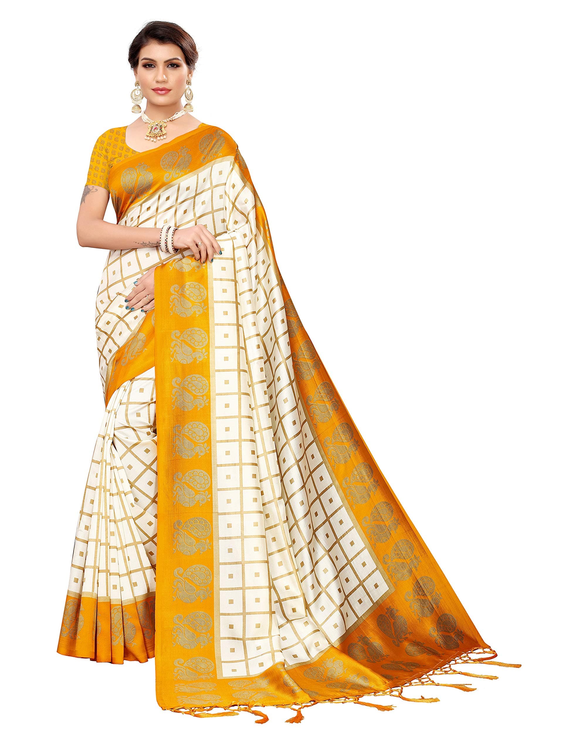 PISARA Women's Mysore Silk Art Silk Saree With Blouse Piece