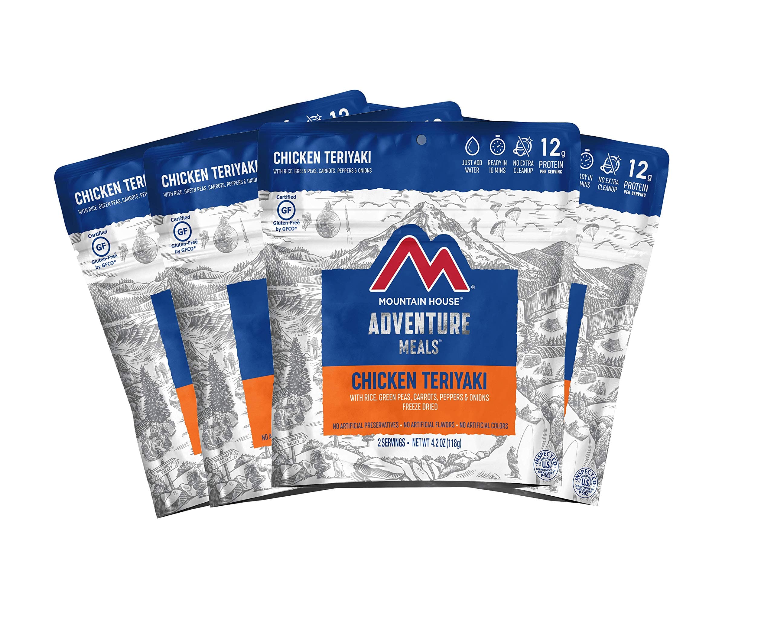 Mountain House Chicken Teriyaki with Rice | Freeze Dried Backpacking & Camping Food | 4-Pack | Gluten-Free