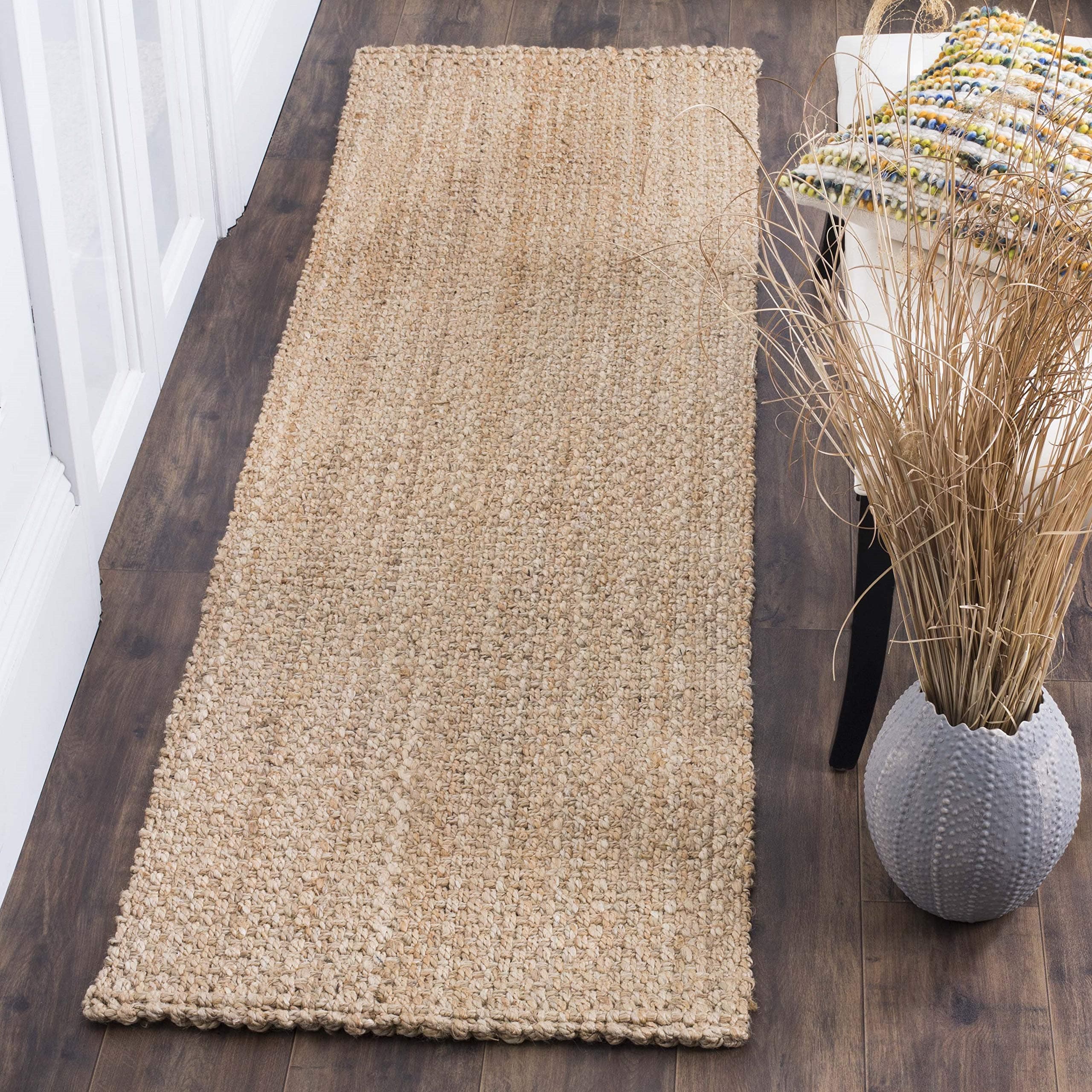 Safavieh Natural Fiber Collection NF401A Handmade Basketweave Jute Runner, 2'3" x 22' , Natural