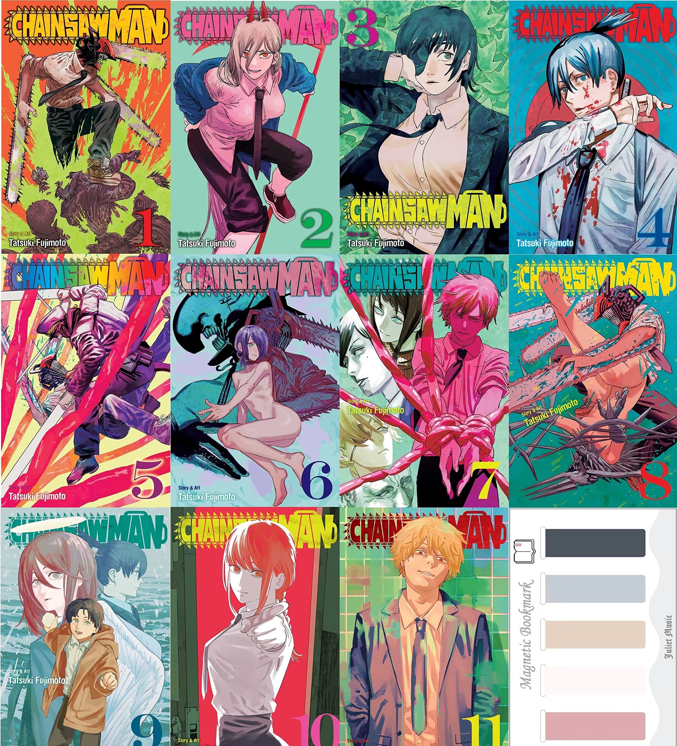 Chensoman Manga Collection 11 Volume Set 1-11 Volume Tatsuki Fujimoto & Juliet Music Magnetic Bookmark