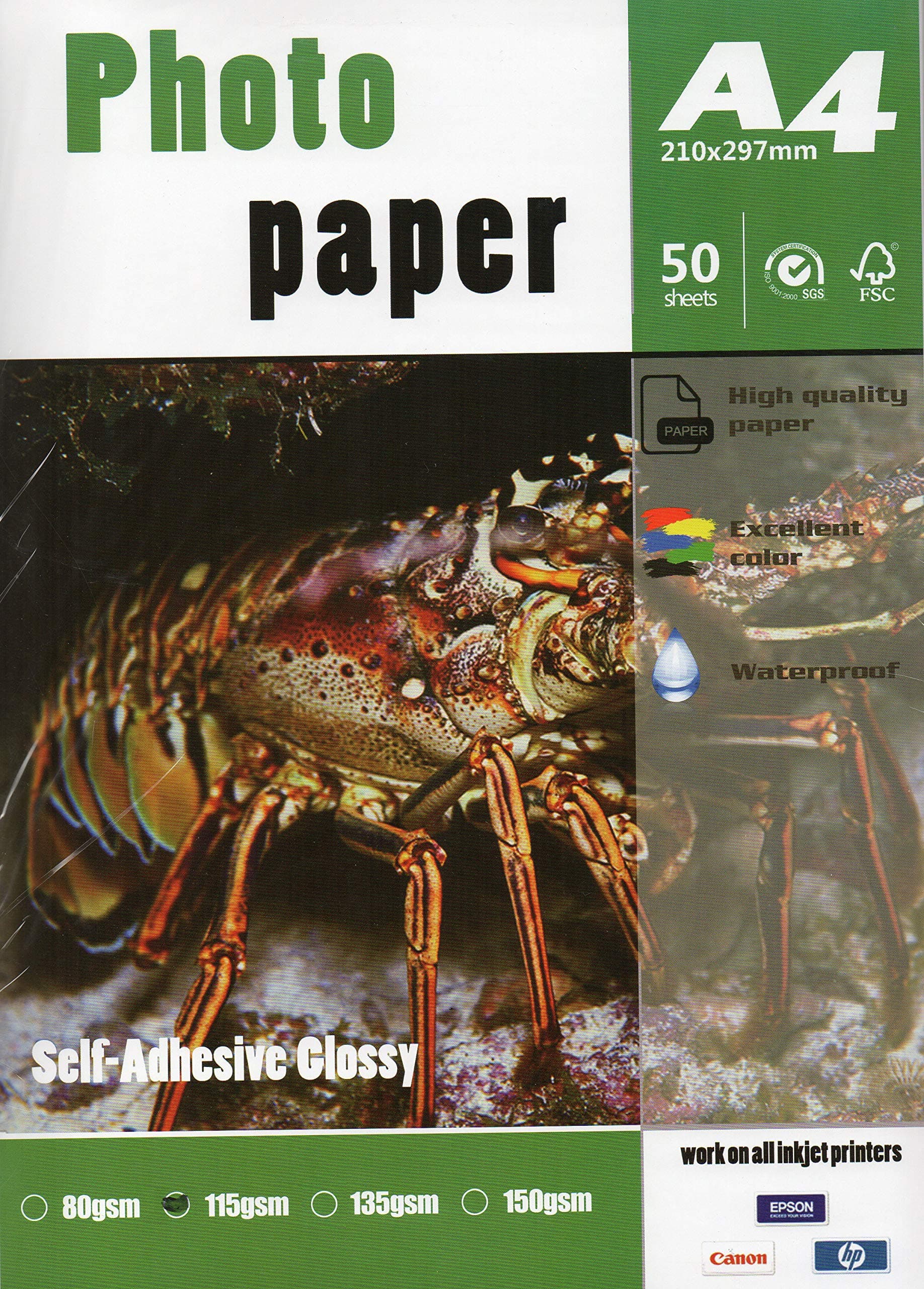 Printable Sticker Photo Paper A4 Size 50 Sheets Count 115 gr 8,3" x 11,7" Self Adhesive Sheet for All Inkjet Printers full labels. Easy to peel Shipping Address Mailing Label For Packages