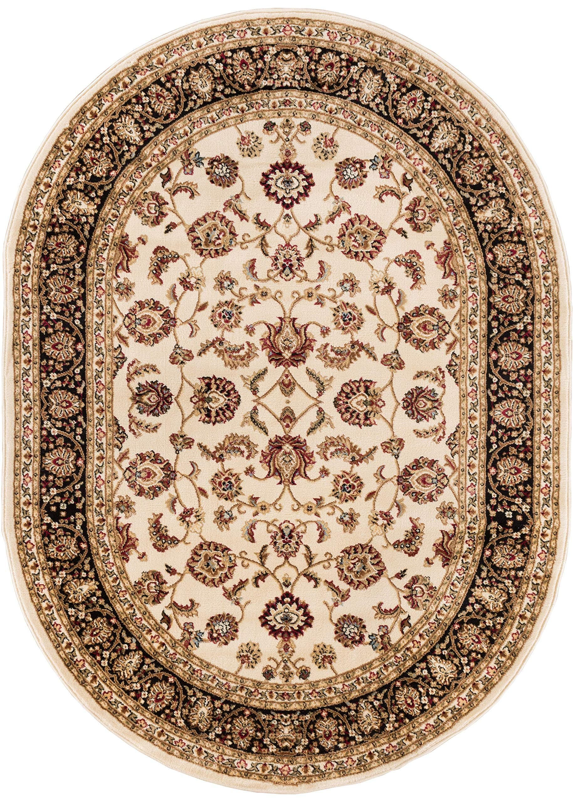 Well Woven Barclay Sarouk Ivory Traditional Area Rug 5'3" X 6'10" Oval