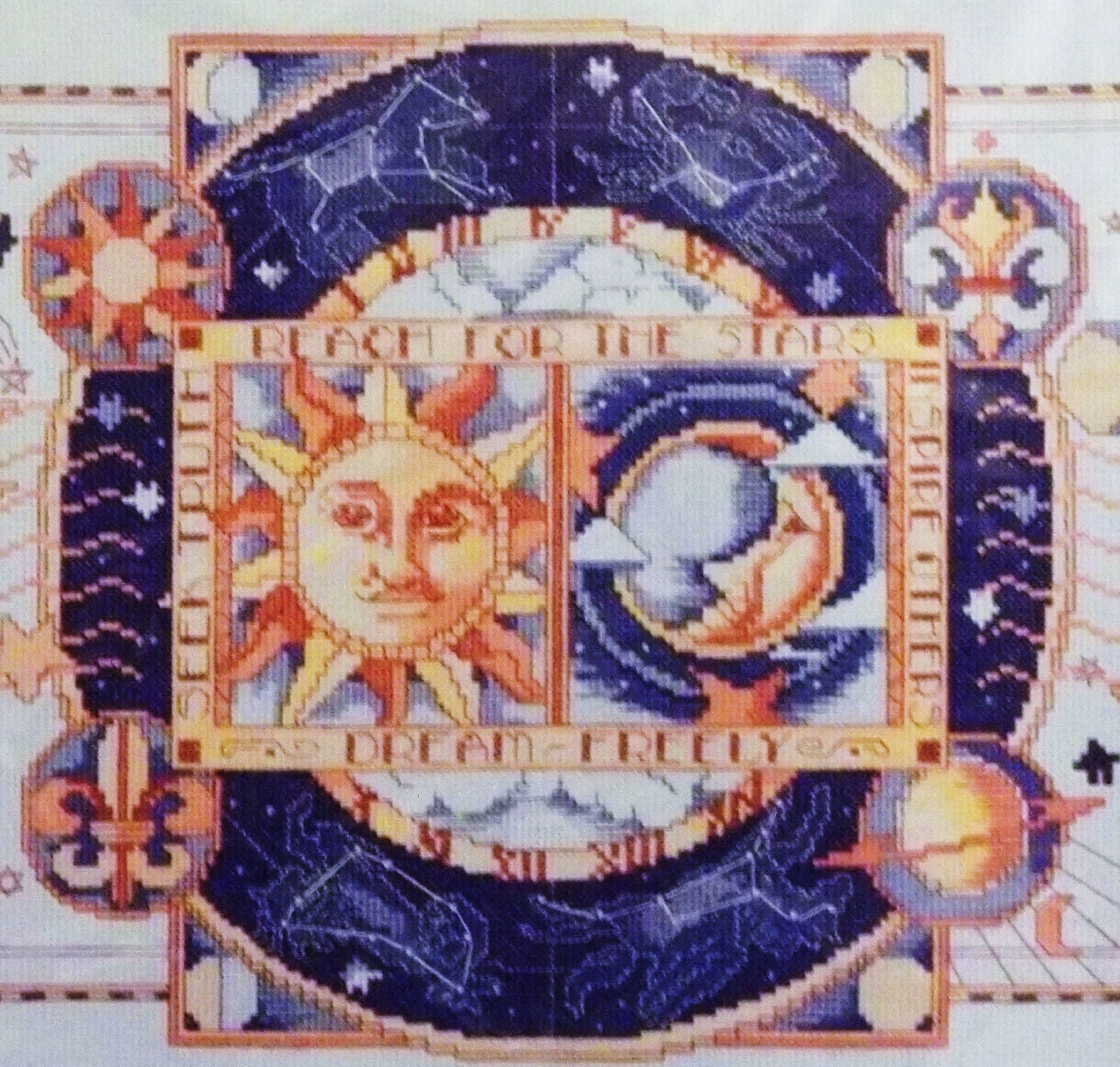 Bucilla Counted Cross Stitch Kit "Celestial" Reach for the Stars, Inspire Others, Seek Truth, Dream Freely (16" X 12")