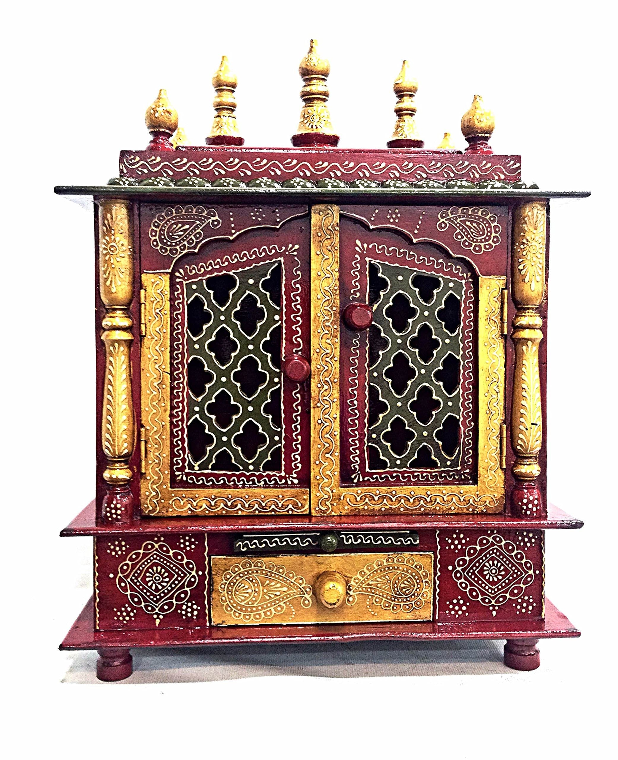 Shivay ArtsWooden Temple Mandir Pooja Ghar Mandapam Mandap For Worship With Door