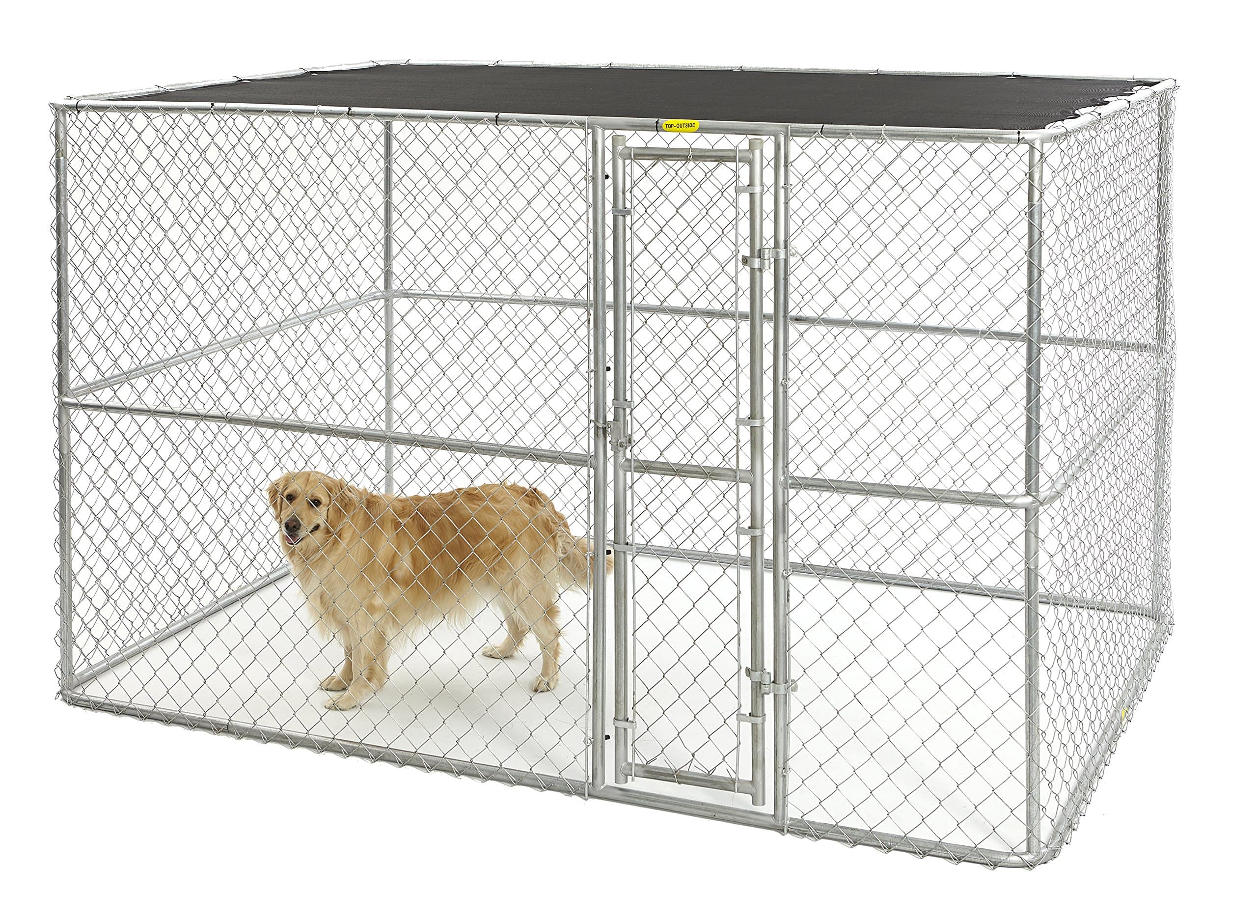 MidWest Homes for Pets Chain Link Portable Kennel with a Sunscreen, 10L x 6W x 6H Feet, K9 Kennel K91066