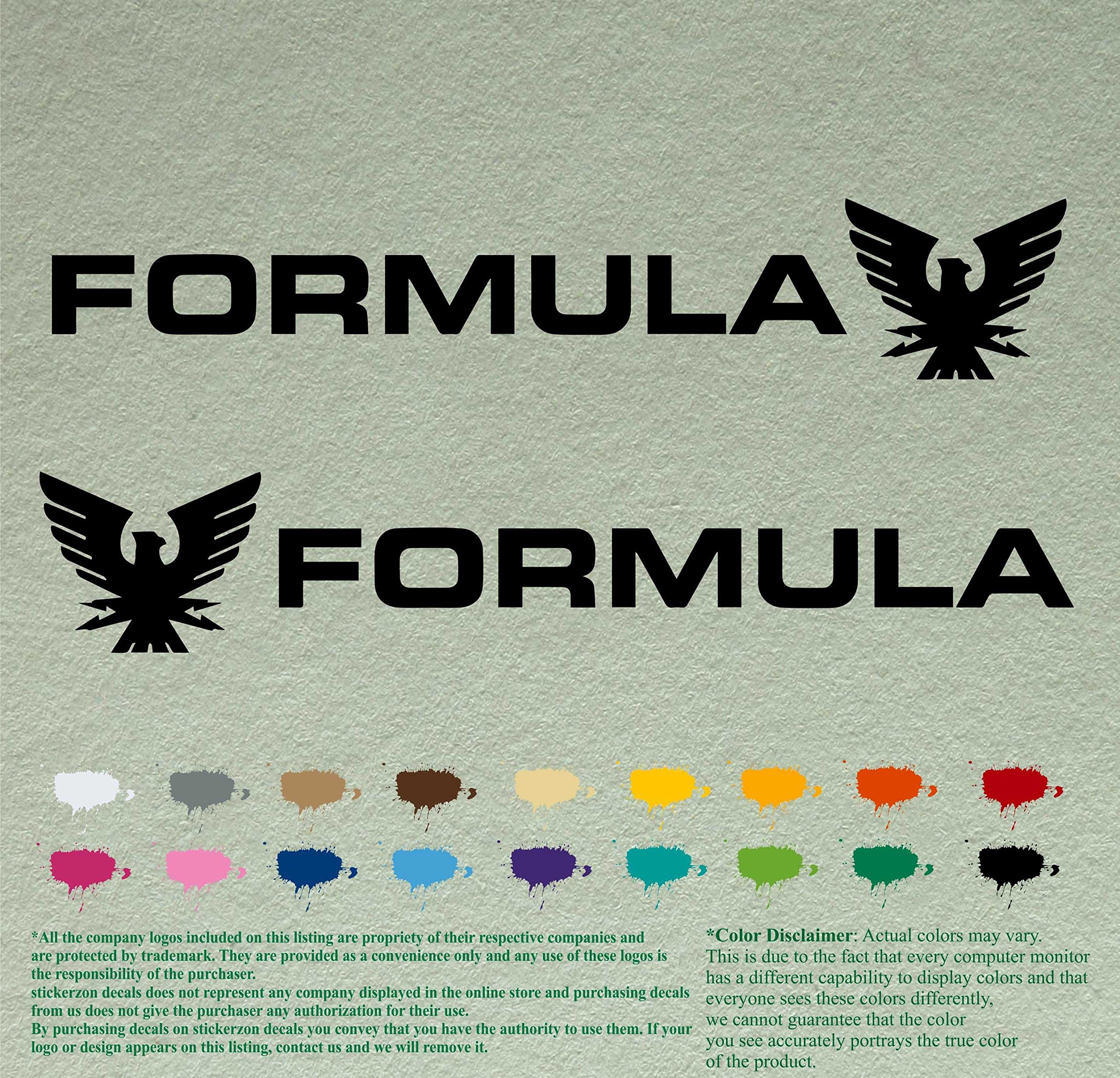 Pair 12" Formula Boats Decals Vinyl Stickers Decals *Black* Vinyl Stickers Boat Outboard Motor Lot of 2