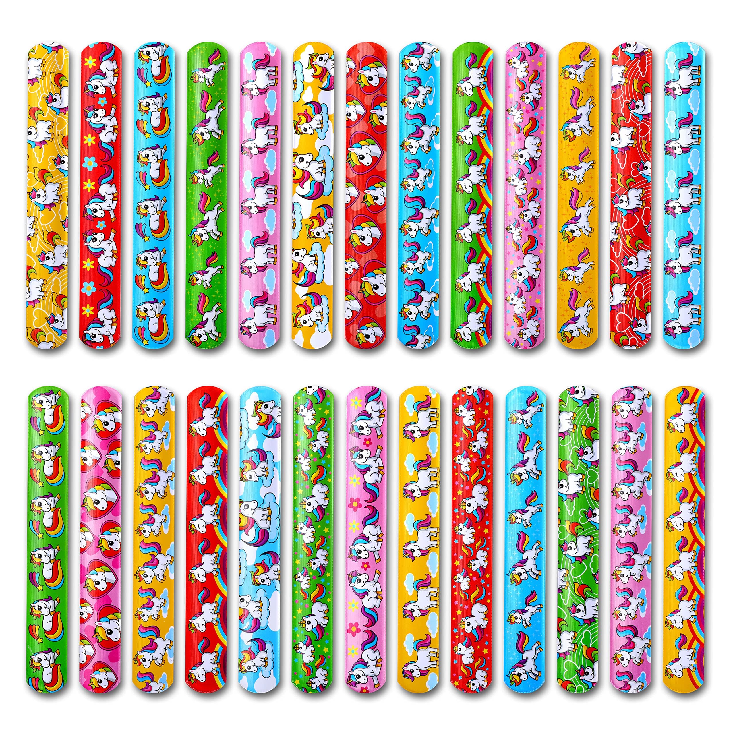 Giraffe - 50 Pack Valentine Slap Bracelets for Kids - Unicorn Snap Bracelets Bulk - Friendship Band Toys - Stocking Stuffers Wristbands for Goody Bag - Easter Basket Fillers Party Favors for kids