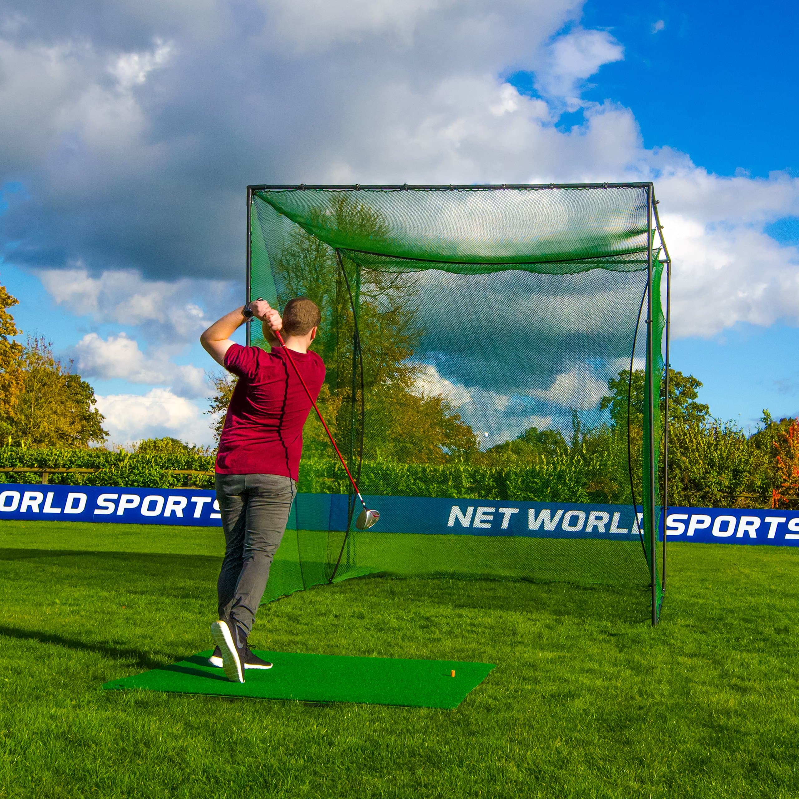 FORB Freestanding Golf Cage | Indoor Outdoor Home Driving Range Net | Impact All Weather Golf Netting Cage