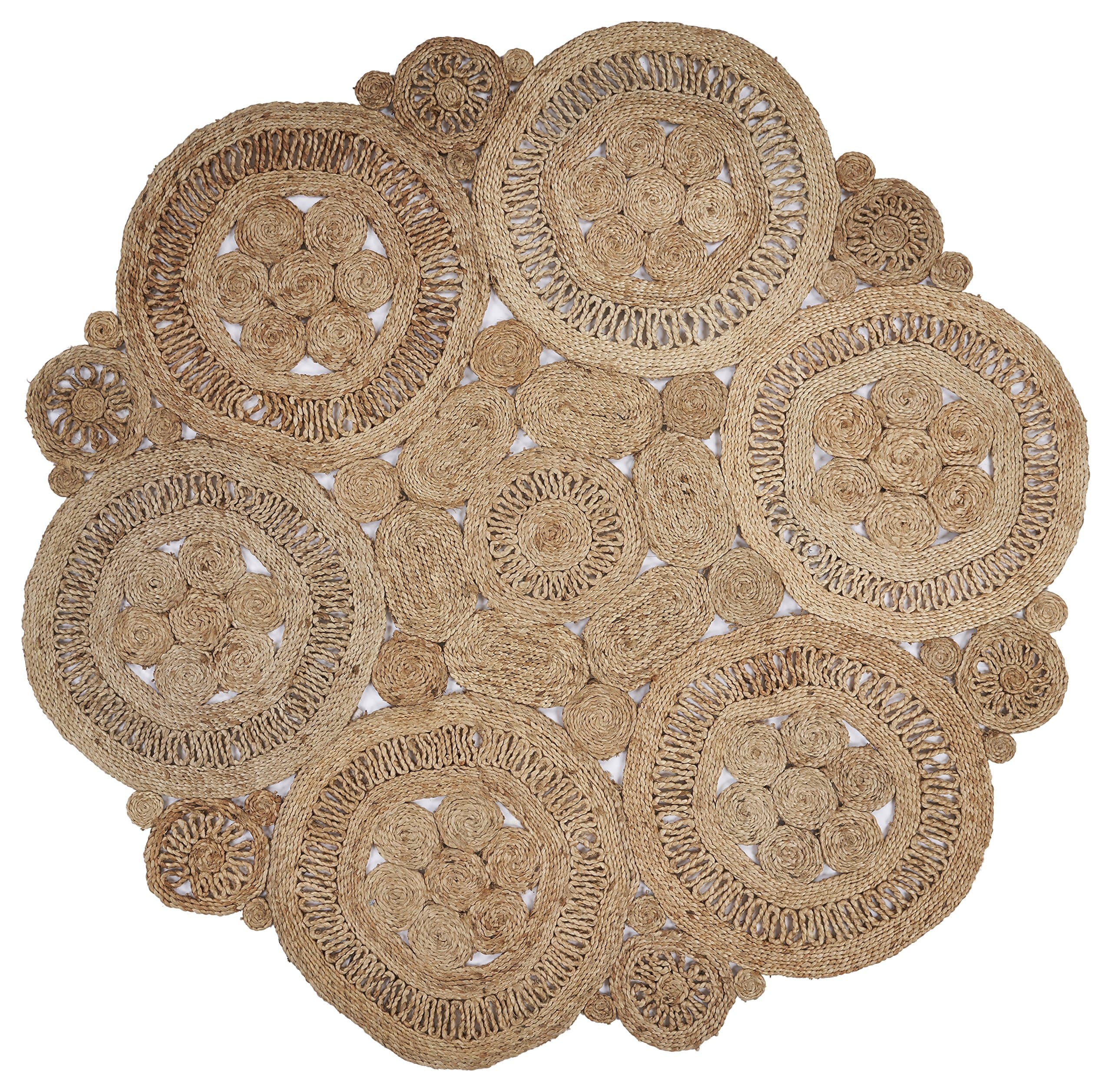 LR Resources Jute LR12031-NAT80RD Natural Round 8 ft Indoor Area Rug, 8'