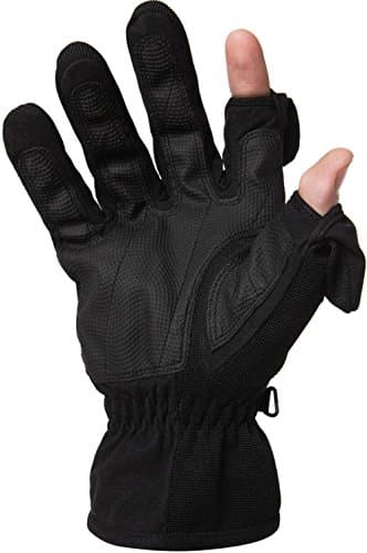 Unisex Thinsulate Fold Back Finger Tip Gloves - with Magnet Fastening -Waterproof and Windproof back, ideal for Skiing or Photography. By Easy Off Gloves. (Large EU 10)