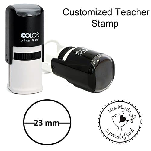 Customize Name with best Wishes/Teacher Customize Self Inking Rubber/ Stamp Custom Colop Office Stationary 23 mm/blue