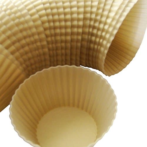 Silicone Baking Cups – Best 24 Reusable Non-stick Sunshine Gold Cupcake Liner Molds for Muffins Cupcakes Desserts and More, Easy to Clean – Entertain and Party with Style!