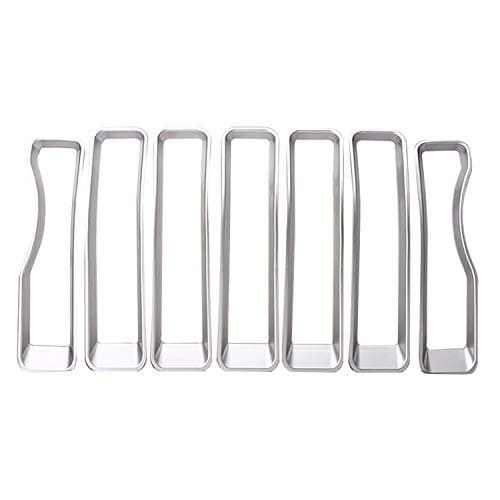 Aochuang Front Centre Grid Grille Insert Mesh Grill Cover Trim ABS Chromed Plated 7pcs For 2018 Jeep Wrangler JL