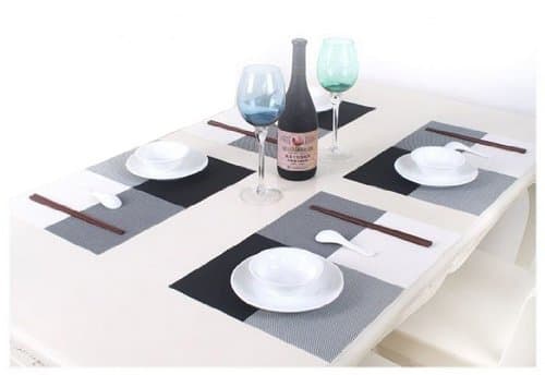 Blaze Kitchen Placemat Multi Colored PVC Placemats,set of 4 (Black White)
