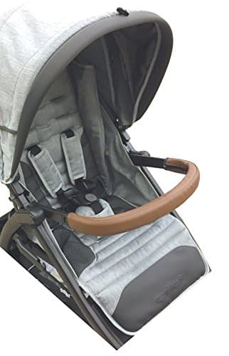 Luvit Soft Leather Stroller Toddler Belly Bar Cover in Brown for Toddler Seat Belly Bumper Bars and Stroller Handlebars