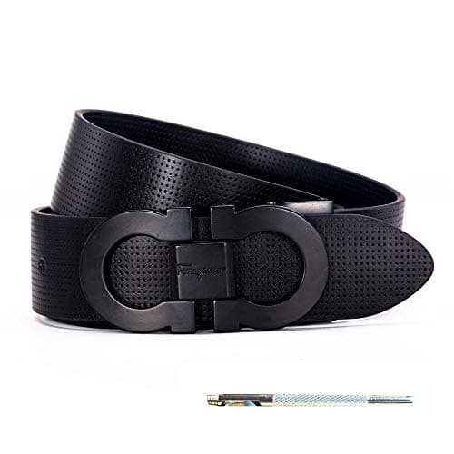 Men's Genuine Leather Belt Adjustable Buckle, by Trim to Fit